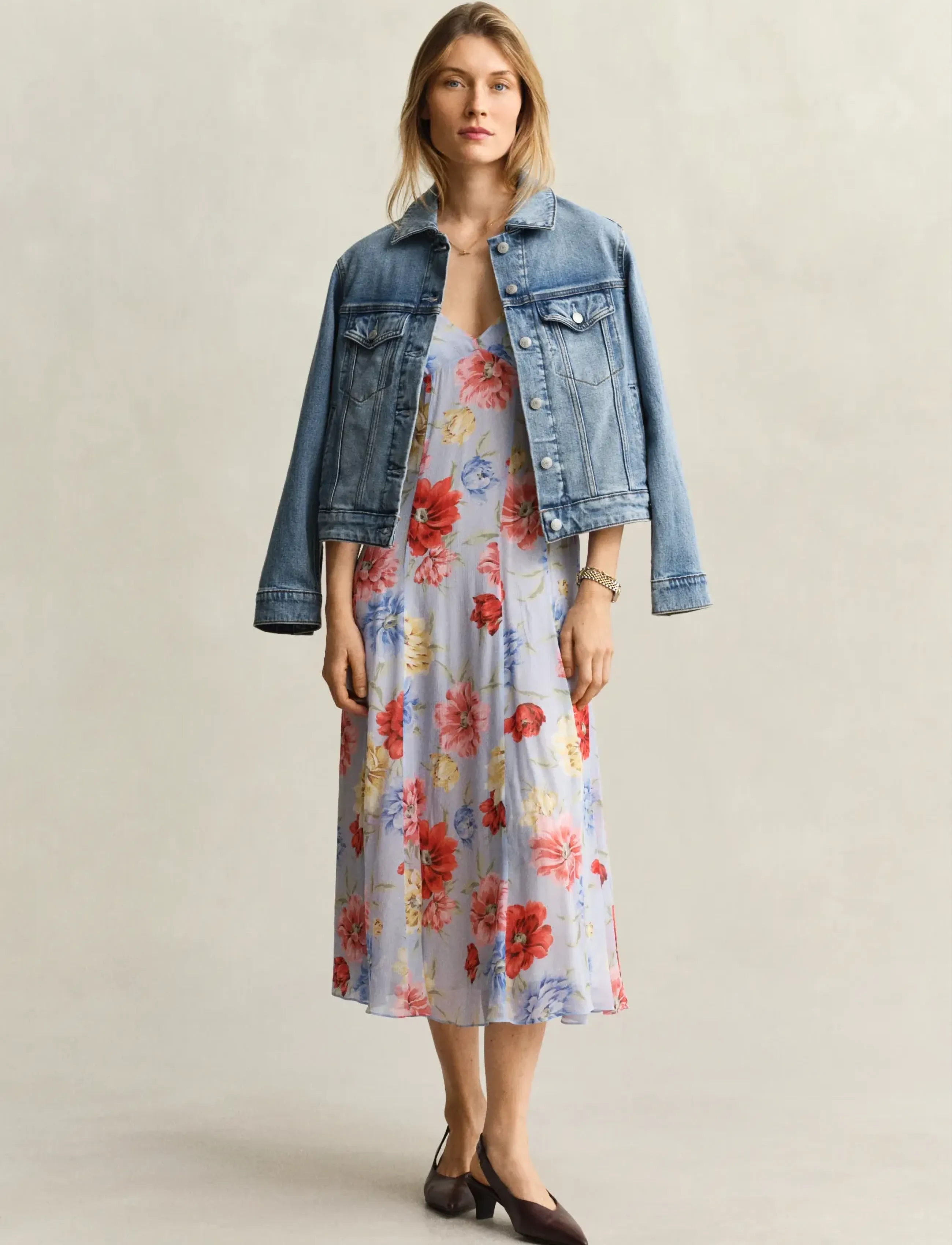 Gant - FLORAL PRINT STRAP DRESS - summer dresses - light blue - 4