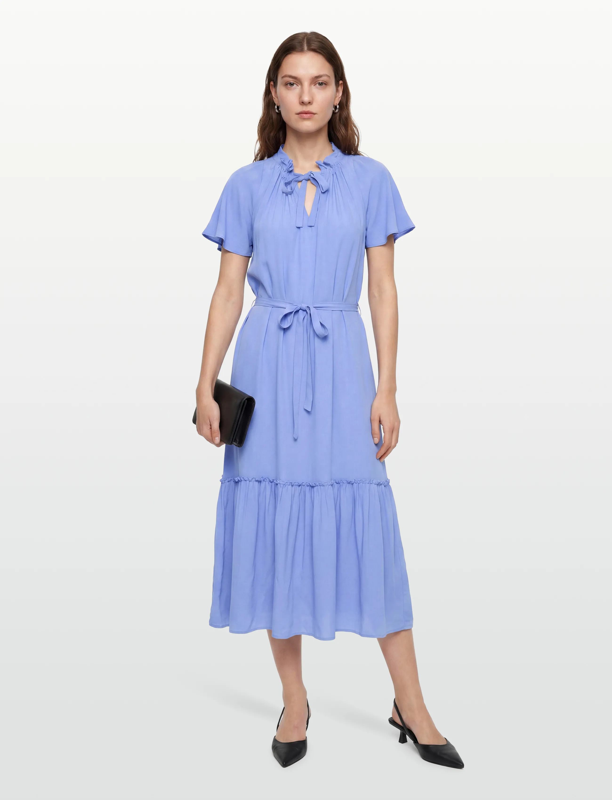 Gant Cap Sleeve Midi Dress, 40, Blue, Kjoler > Knælange Og Midi, Dame