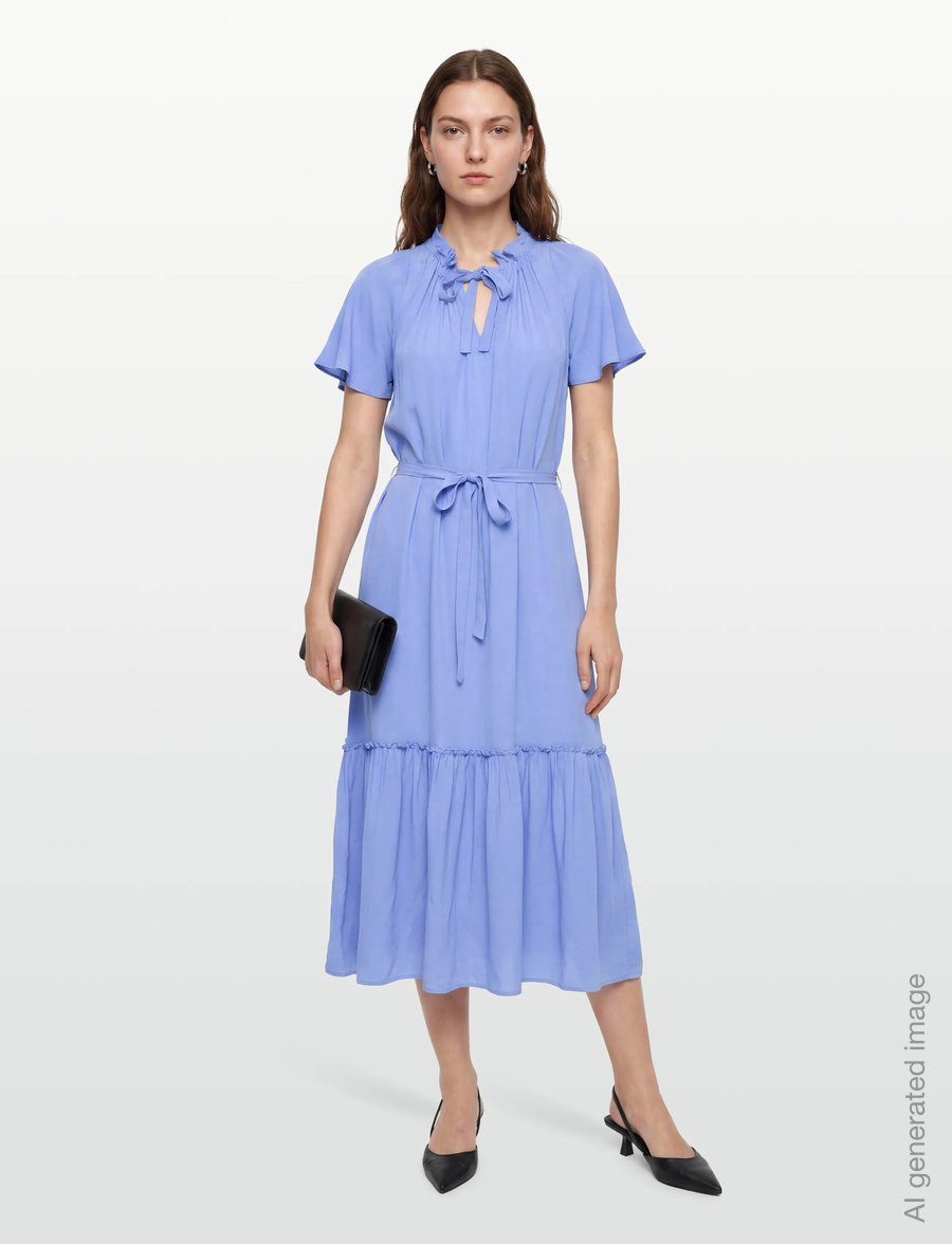 Gant - CAP SLEEVE MIDI DRESS - sommarklänningar - hydrangea blue - 0