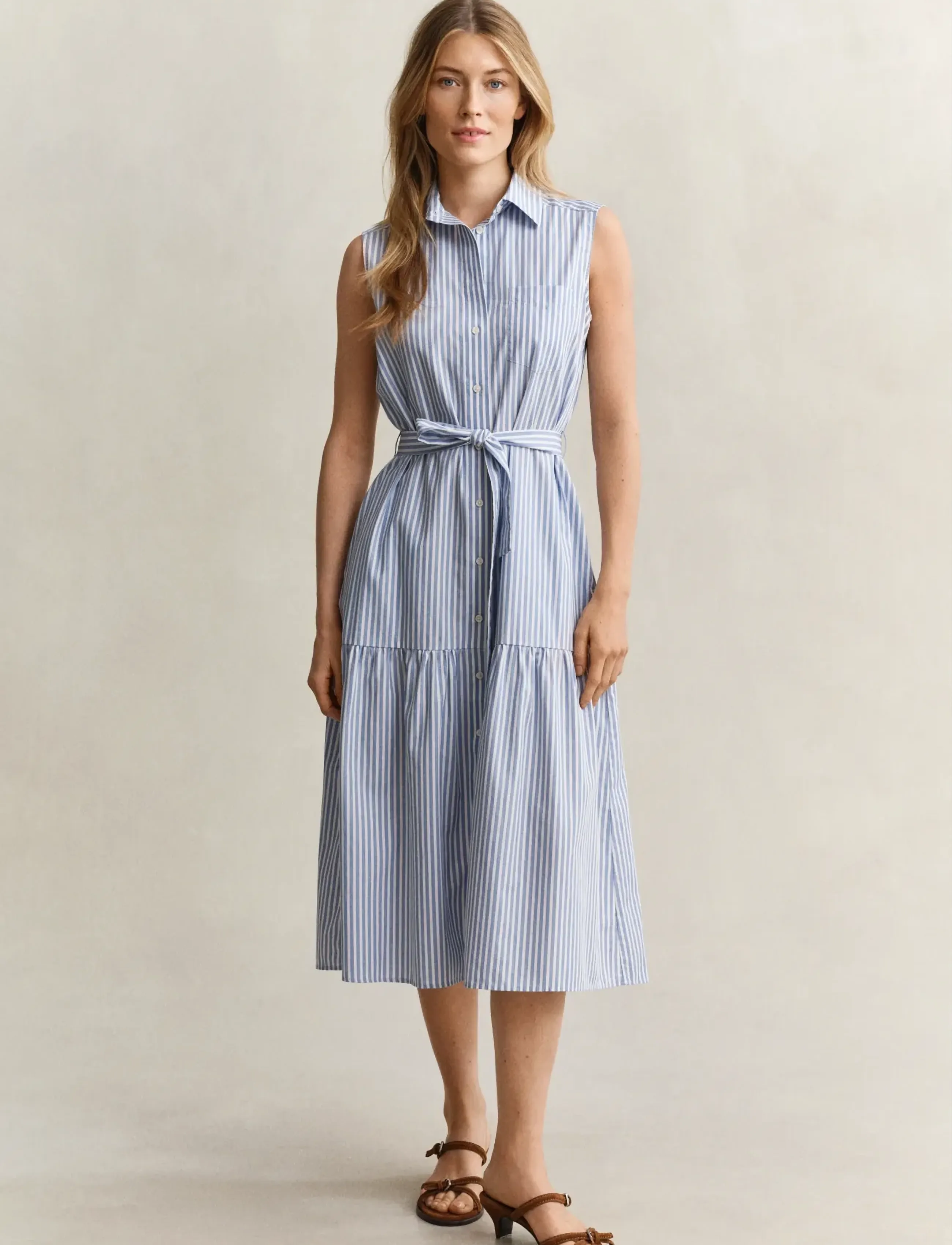 GANT STRIPE CTN SLEEVELESS DRESS - Riided - HYDRANGEA BLUE / blue