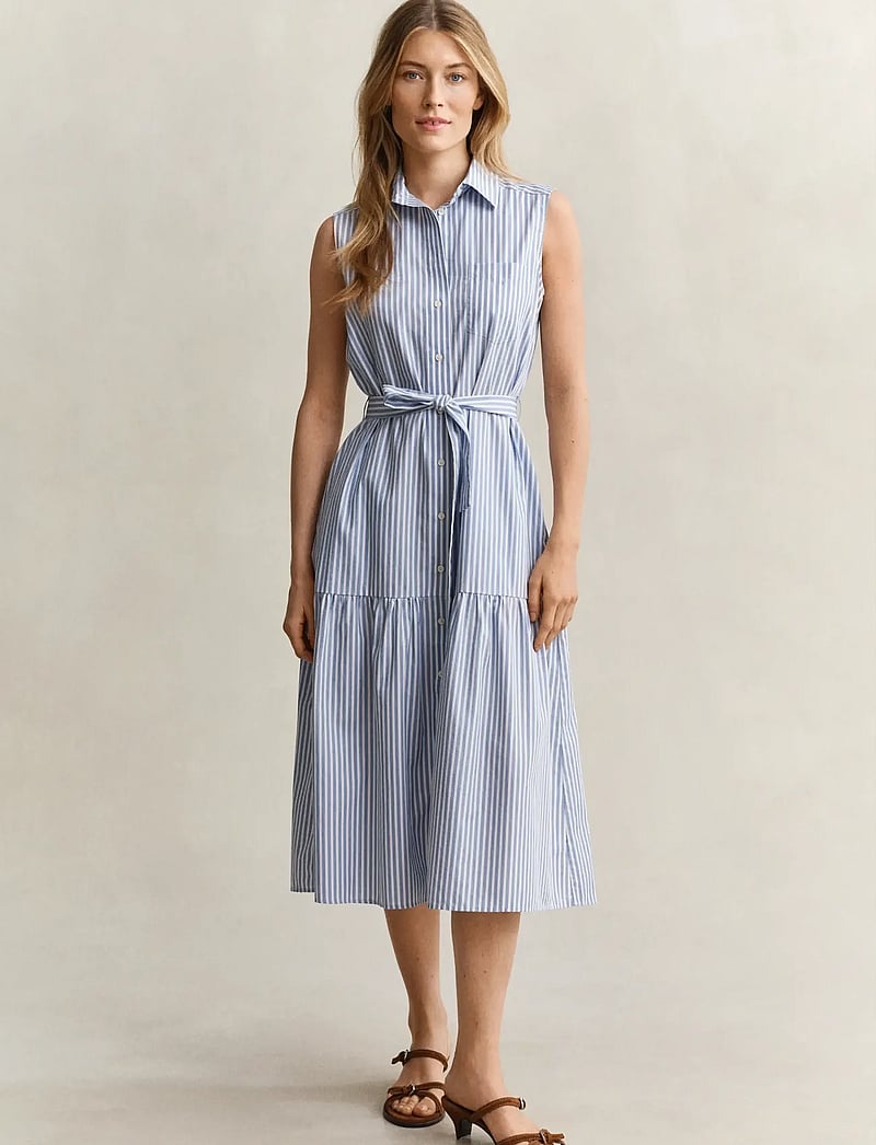 GANT - STRIPE CTN SLEEVELESS DRESS - hemdkleider - hydrangea blue - 0
