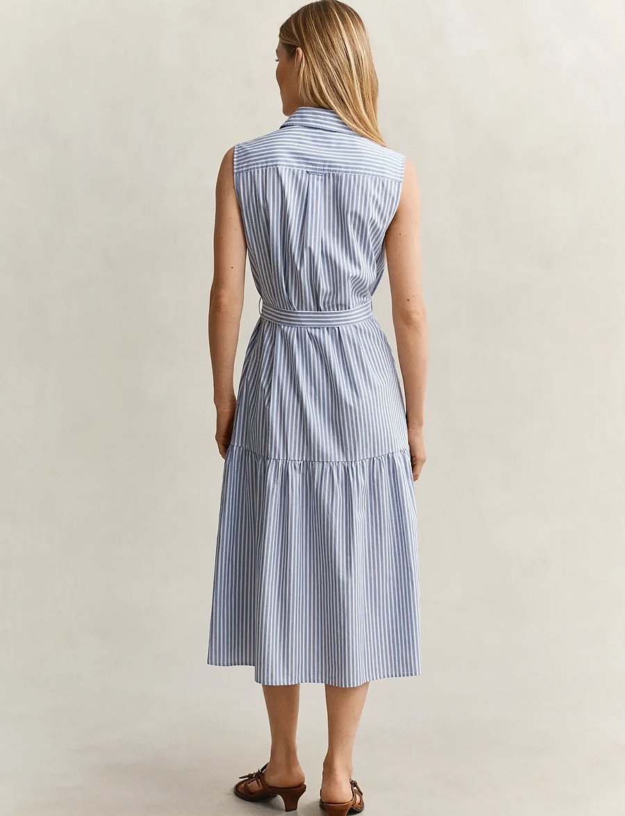 Gant - STRIPE CTN SLEEVELESS DRESS - skjortklänningar - hydrangea blue - 2