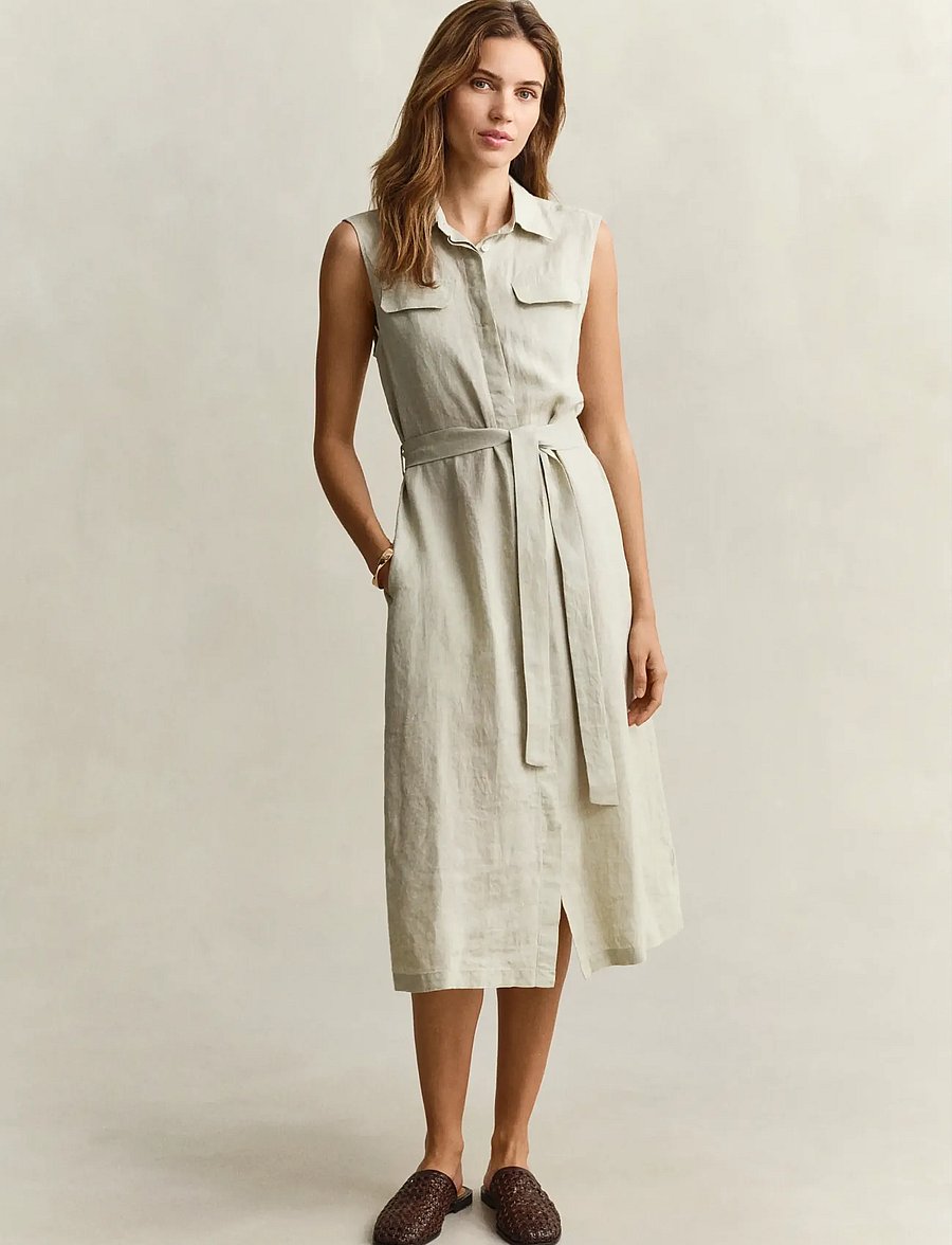 Gant - LINEN SLEEVELESS DRESS - sommerkleider - country beige - 0