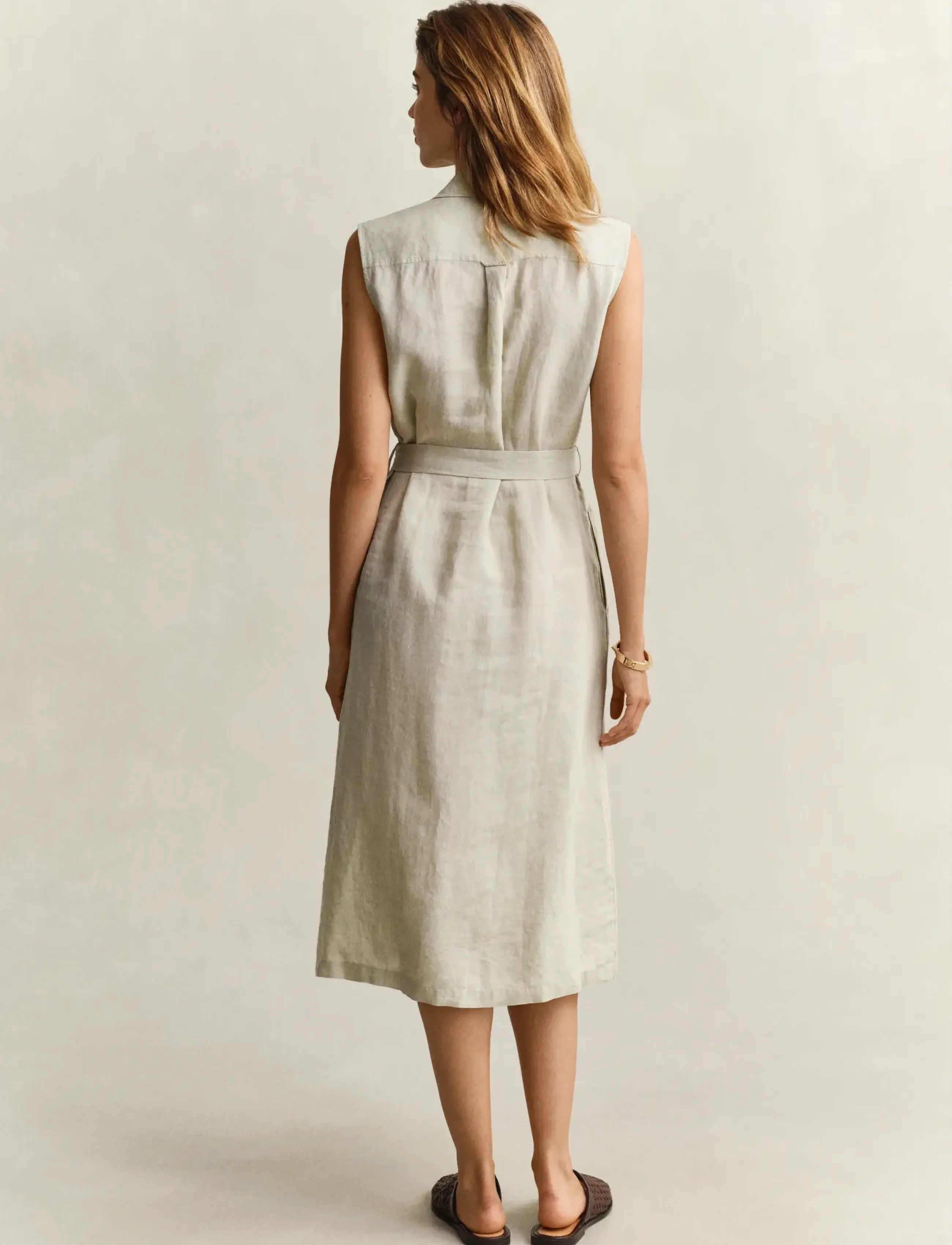 Gant - LINEN SLEEVELESS DRESS - summer dresses - country beige - 2