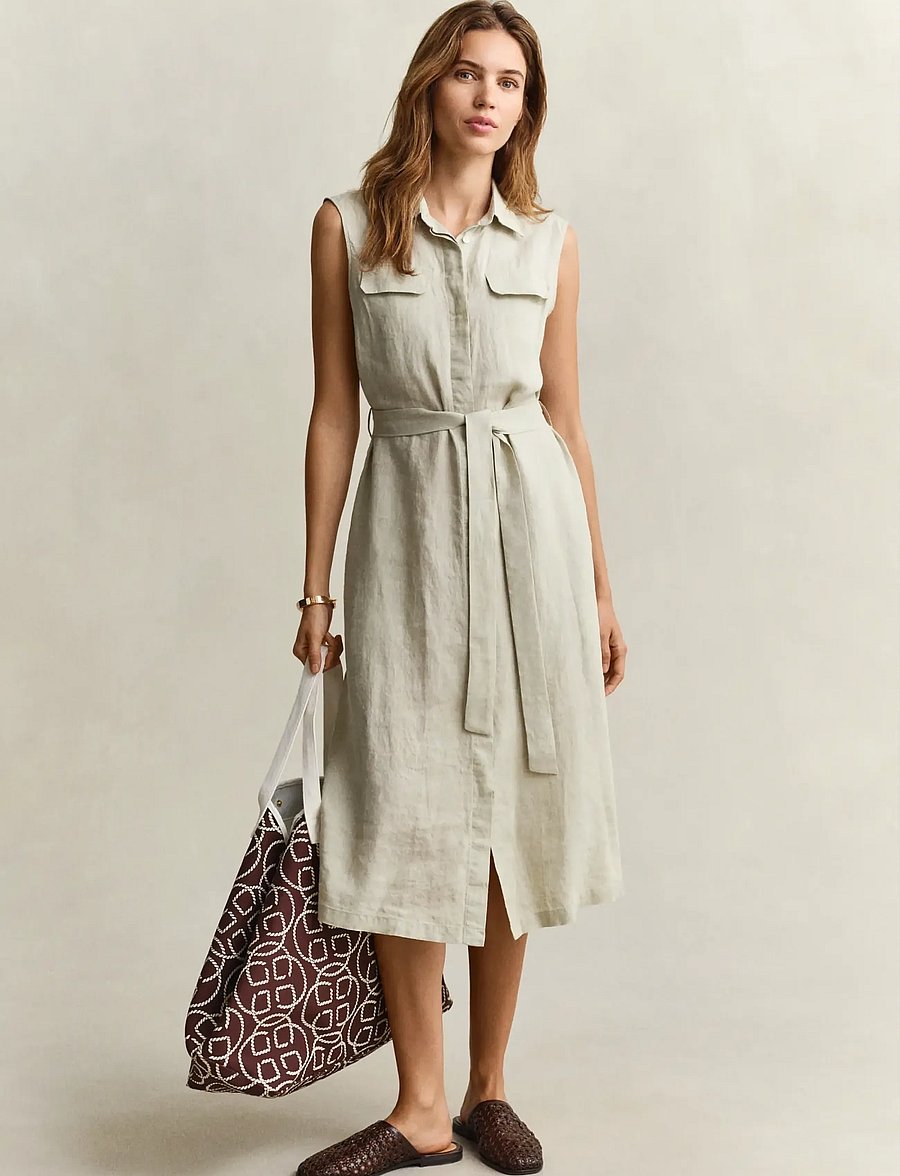 Gant - LINEN SLEEVELESS DRESS - sommerkleider - country beige - 4