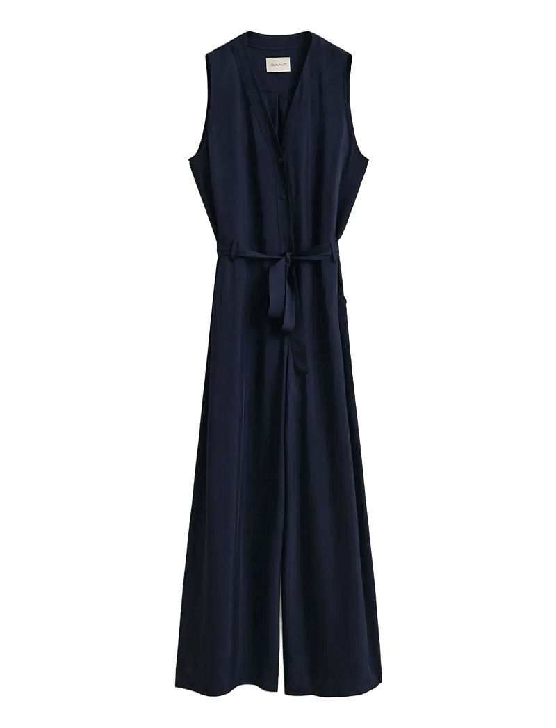 GANT - FLUID TWILL BELTED JUMPSUIT - modetrender - evening blue - 1
