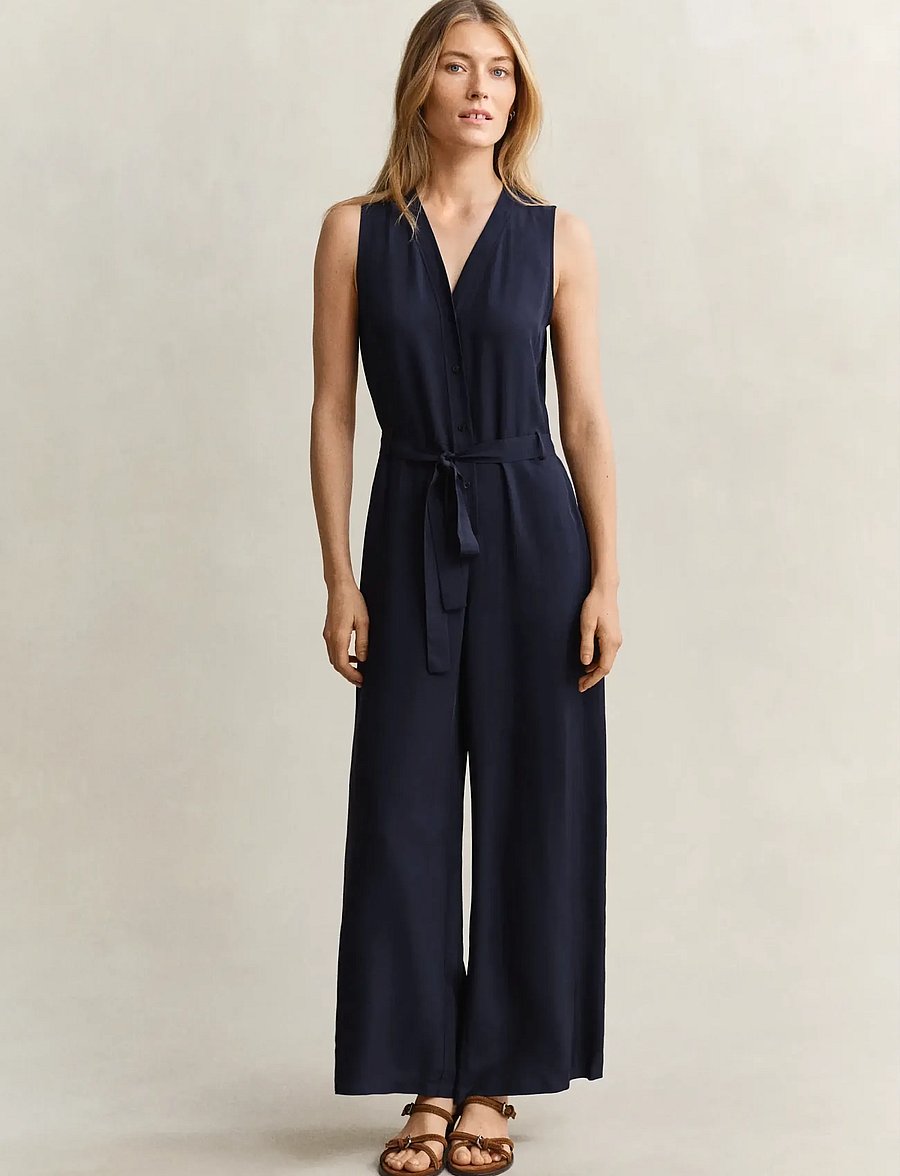 Gant - FLUID TWILL BELTED JUMPSUIT - mode trends - evening blue - 0