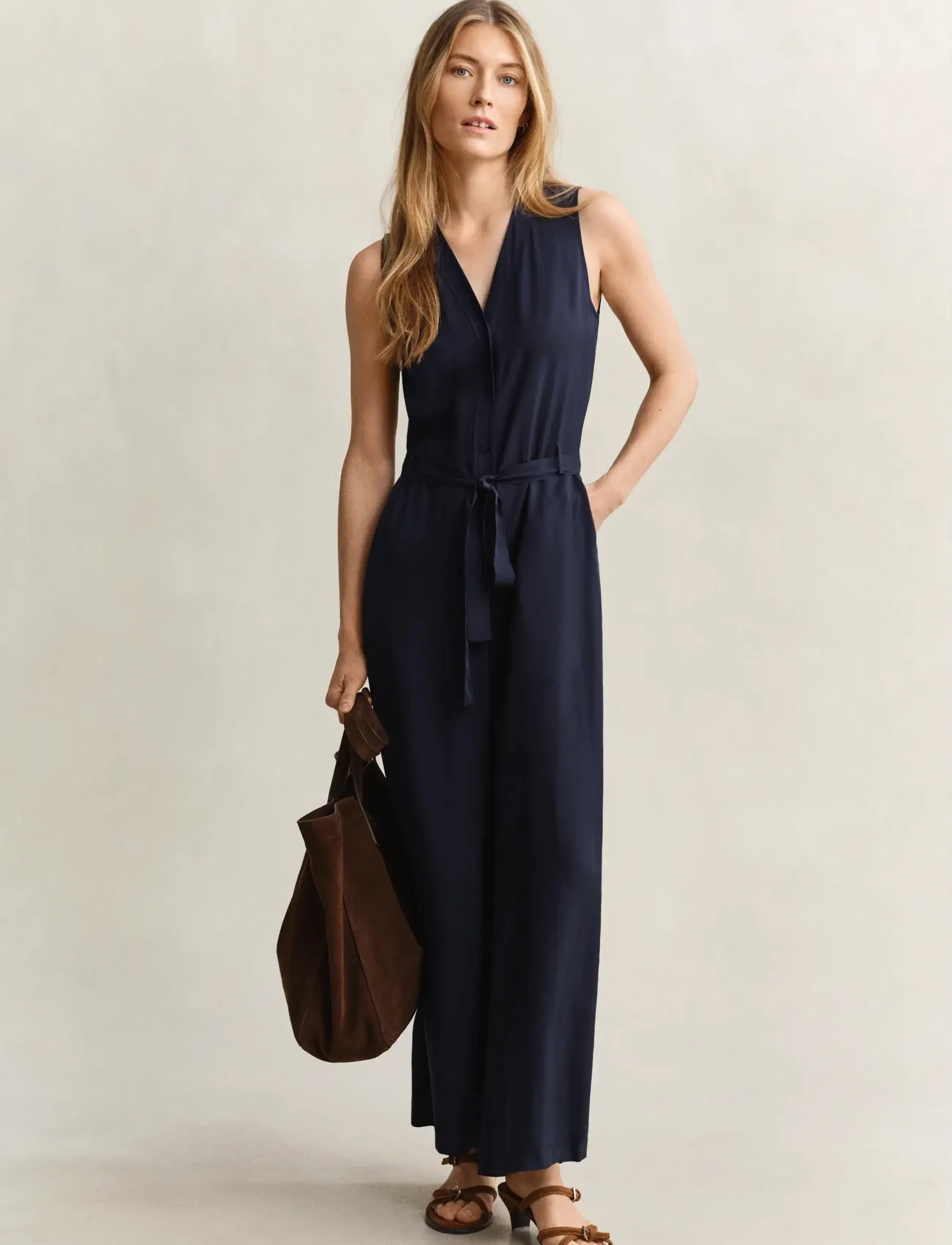 Gant - FLUID TWILL BELTED JUMPSUIT - mode trends - evening blue - 4