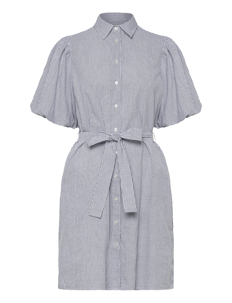 Gant - SEERSUCKER PUFF SLEEVE DRESS - hemdkleider - evening blue - 1