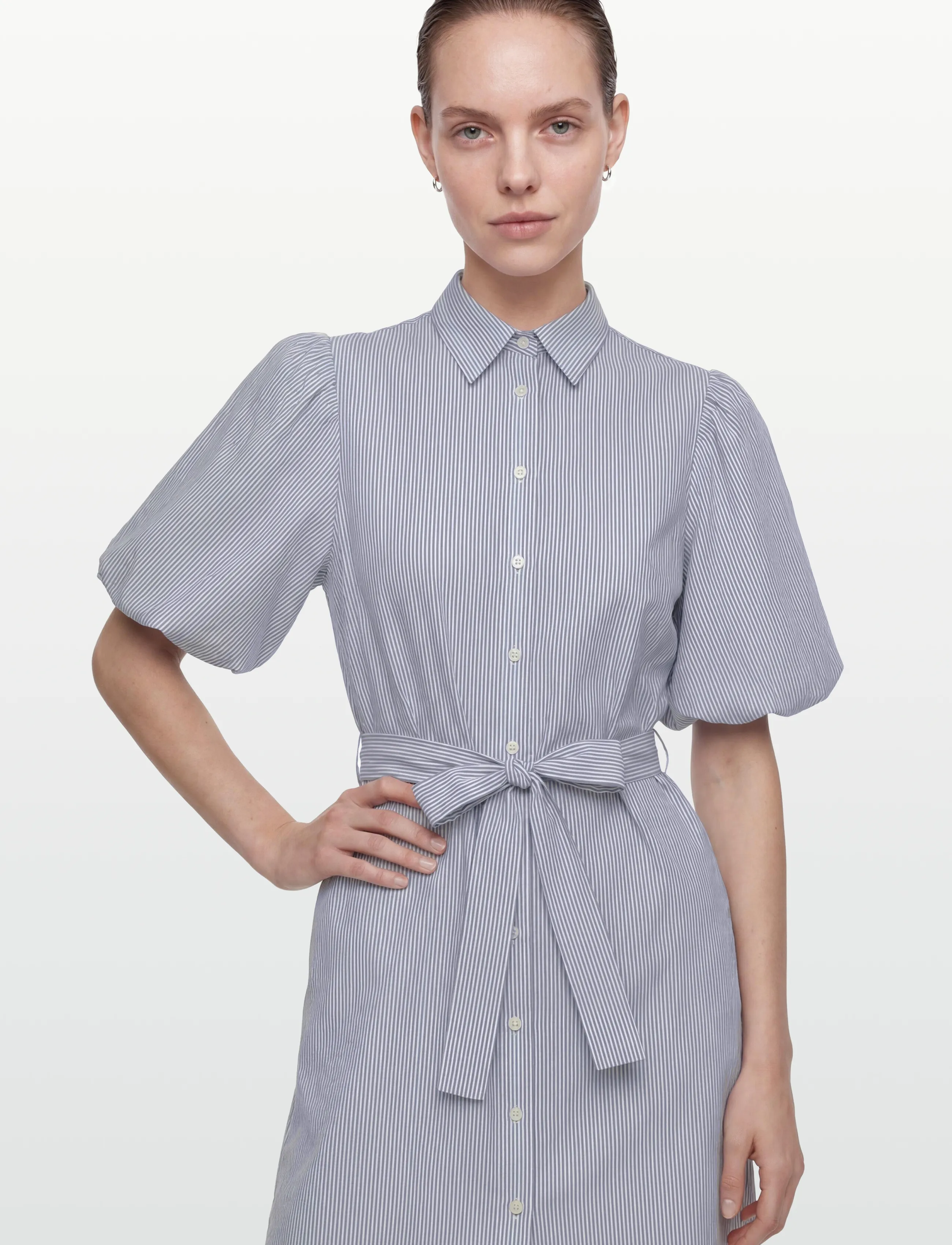 Gant - SEERSUCKER PUFF SLEEVE DRESS - shirt dresses - evening blue - 3