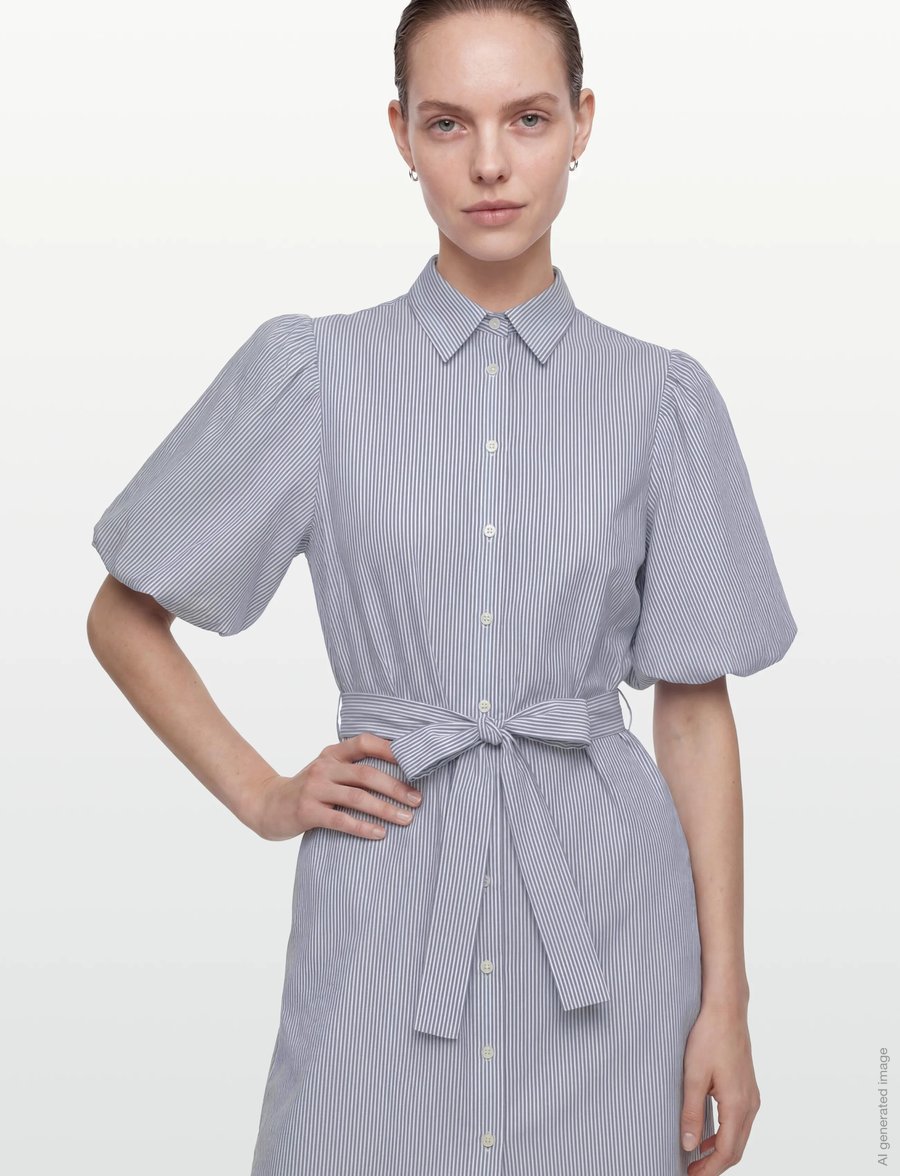 Gant - SEERSUCKER PUFF SLEEVE DRESS - hemdkleider - evening blue - 3