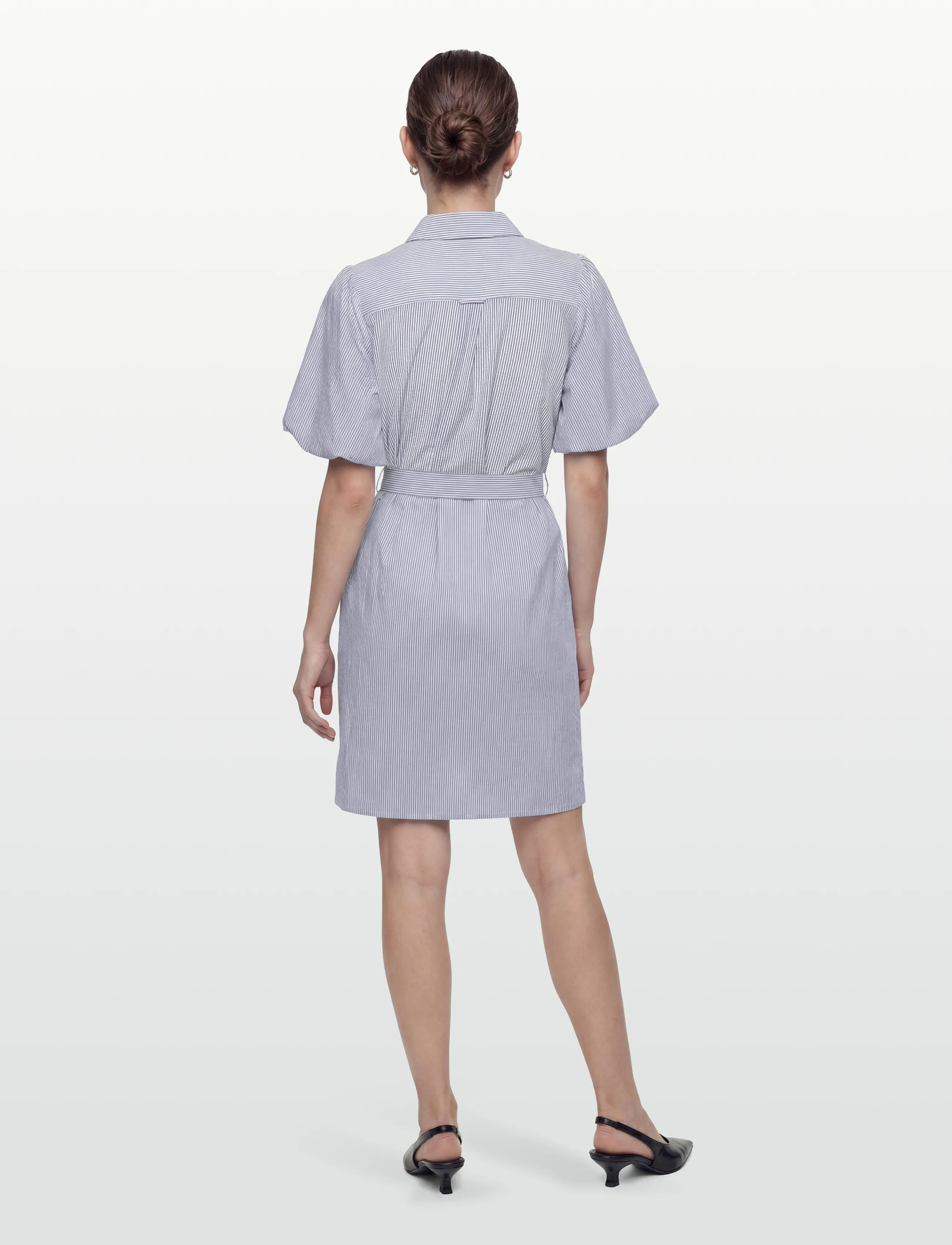 Gant - SEERSUCKER PUFF SLEEVE DRESS - shirt dresses - evening blue - 4