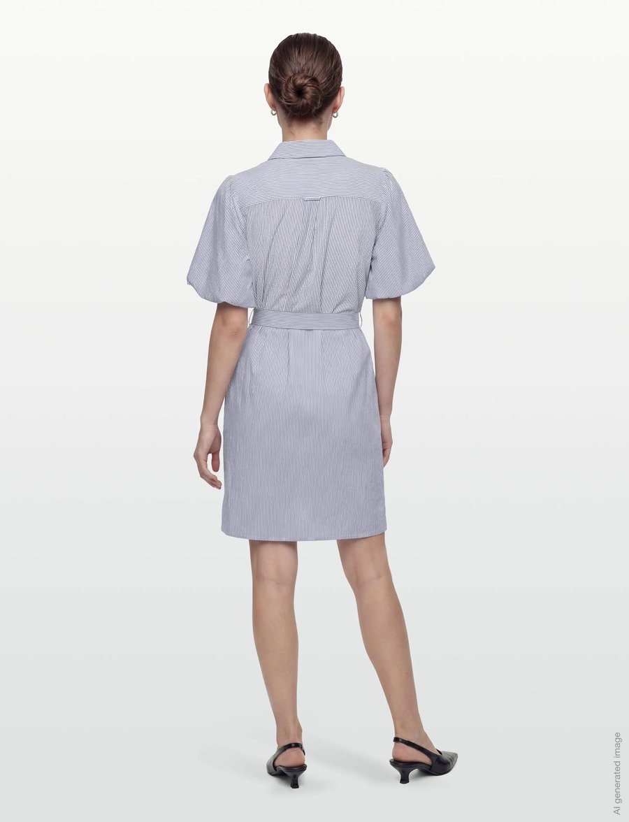 Gant - SEERSUCKER PUFF SLEEVE DRESS - hemdkleider - evening blue - 4