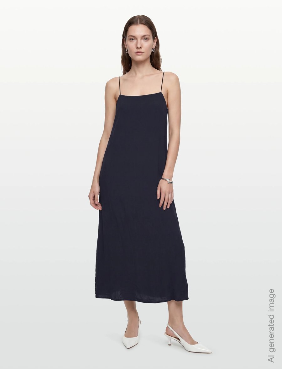 Gant - CRINKLED STRAP MIDI DRESS - schlupfkleider - evening blue - 0