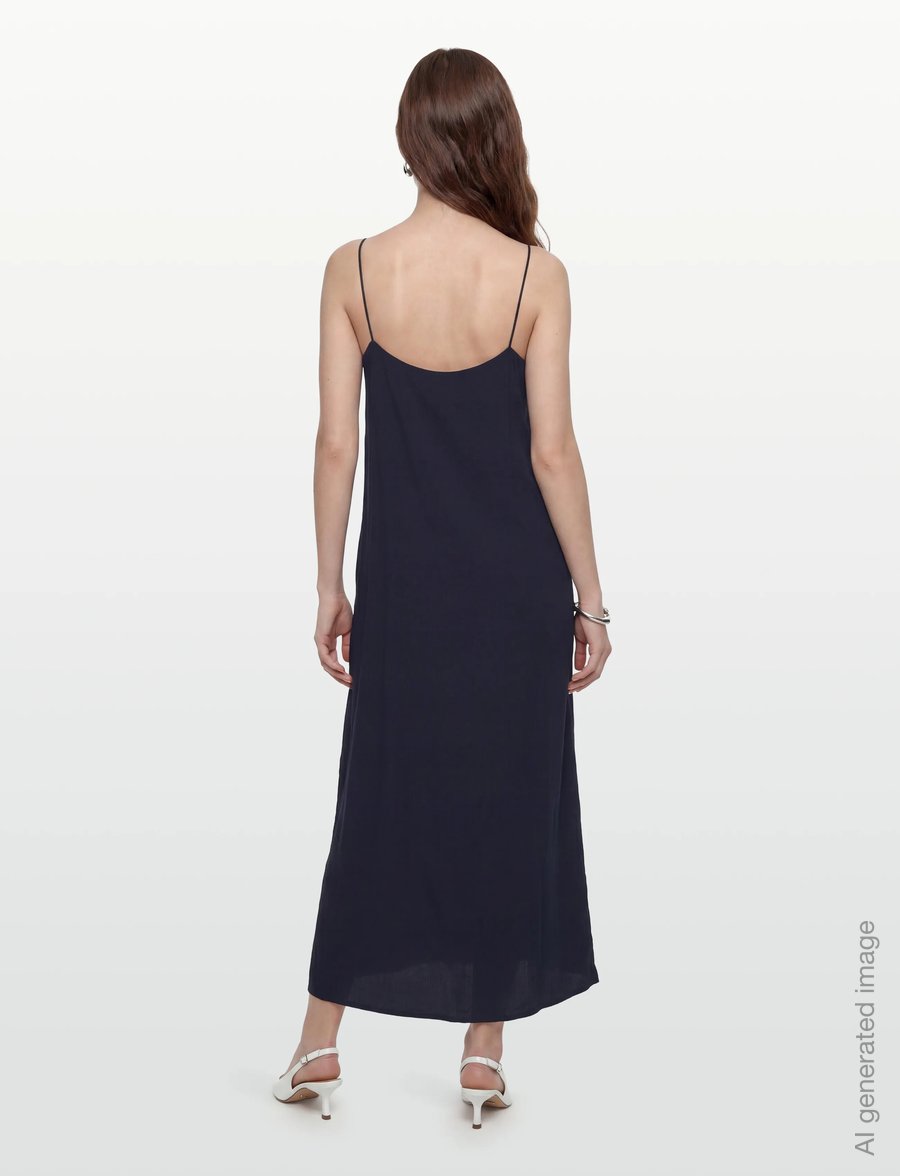 Gant - CRINKLED STRAP MIDI DRESS - schlupfkleider - evening blue - 4