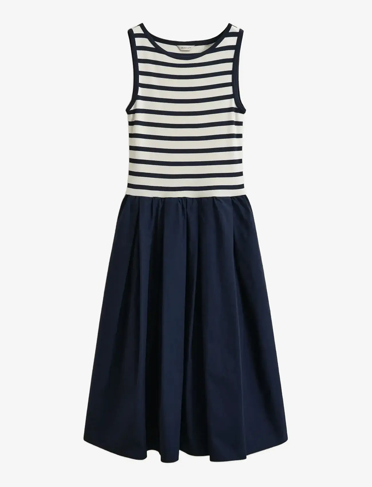 GANT - JERSEY WOVEN COMBO DRESS - midi dresses - evening blue - 1