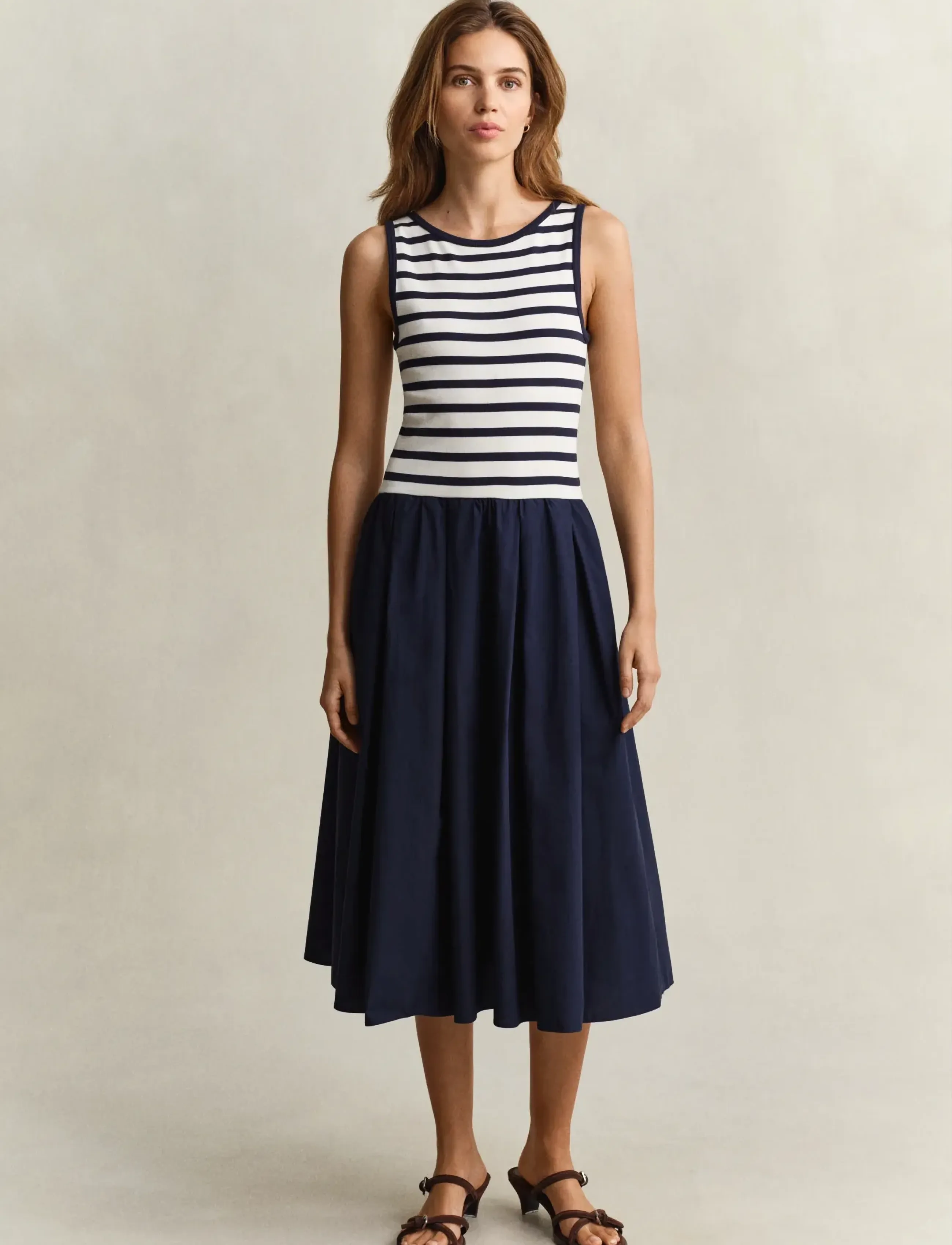 Gant JERSEY WOVEN COMBO DRESS - Kläder - EVENING BLUE / navy
