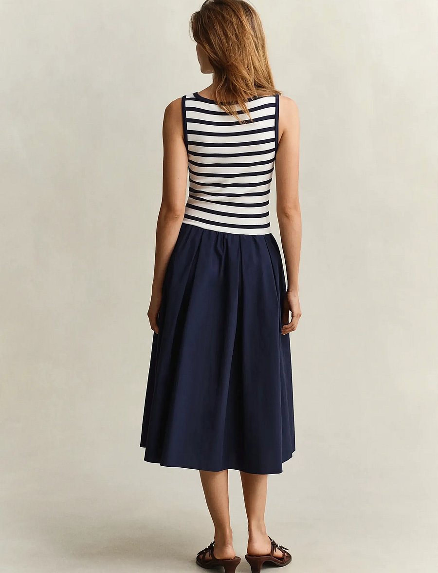Gant - JERSEY WOVEN COMBO DRESS - midi dresses - evening blue - 2