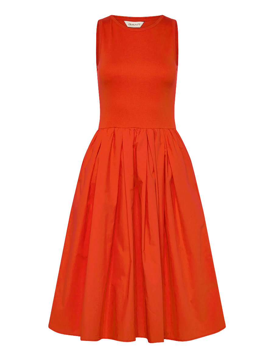 Gant - JERSEY WOVEN COMBO DRESS - midi dresses - perfect red - 1