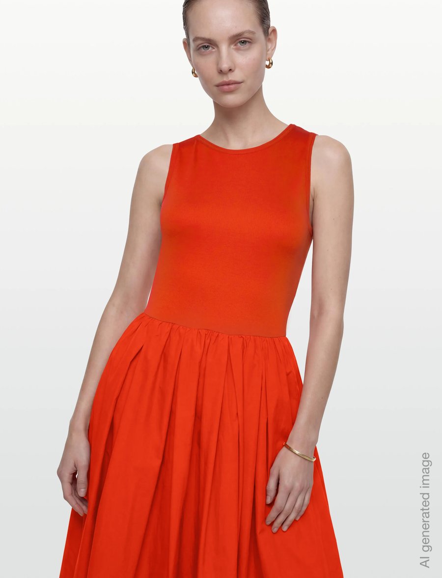 Gant - JERSEY WOVEN COMBO DRESS - midi dresses - perfect red - 3