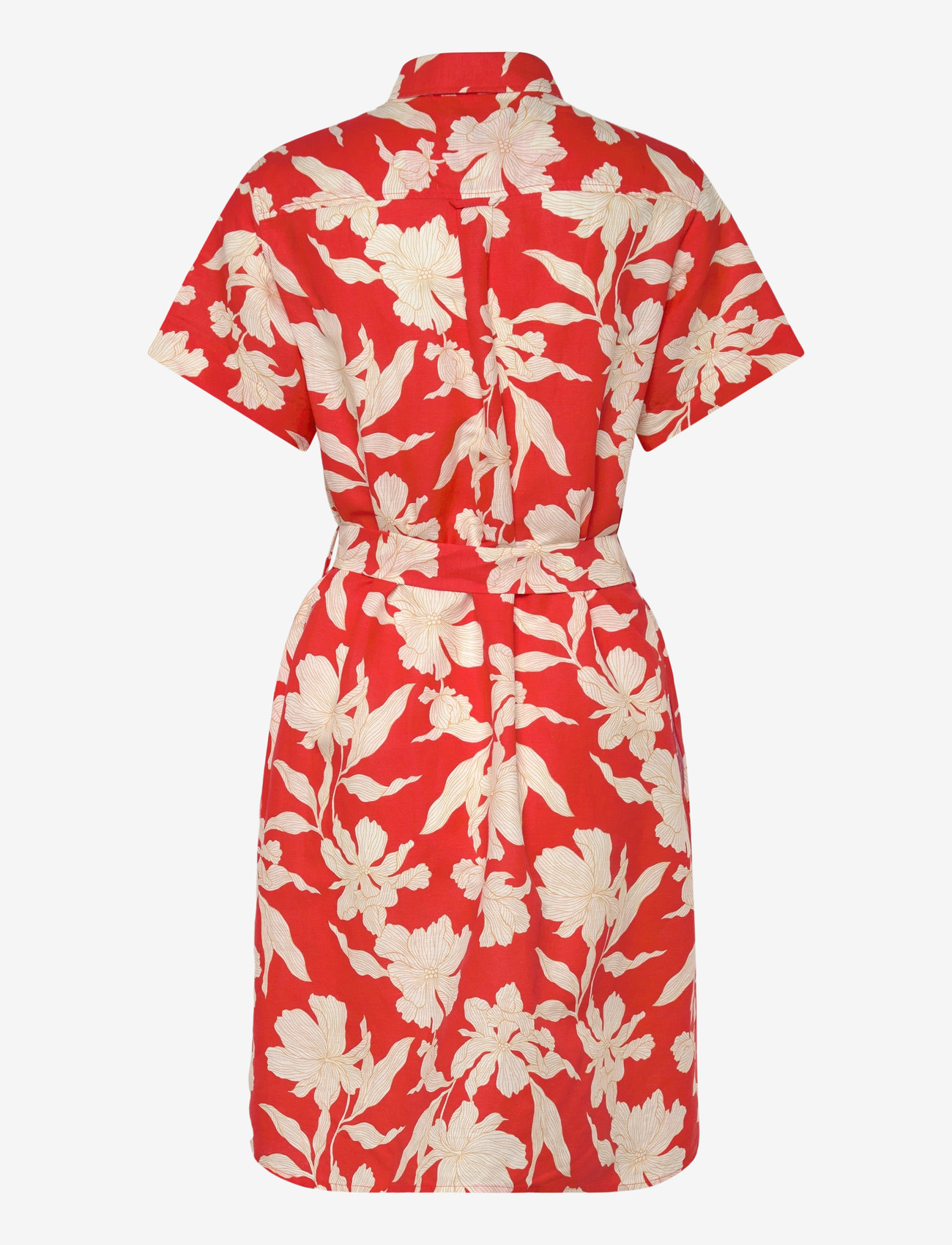 GANT - FLORAL PRINT LINEN SS SHIRT DRESS - sommarklänningar - perfect red - 1