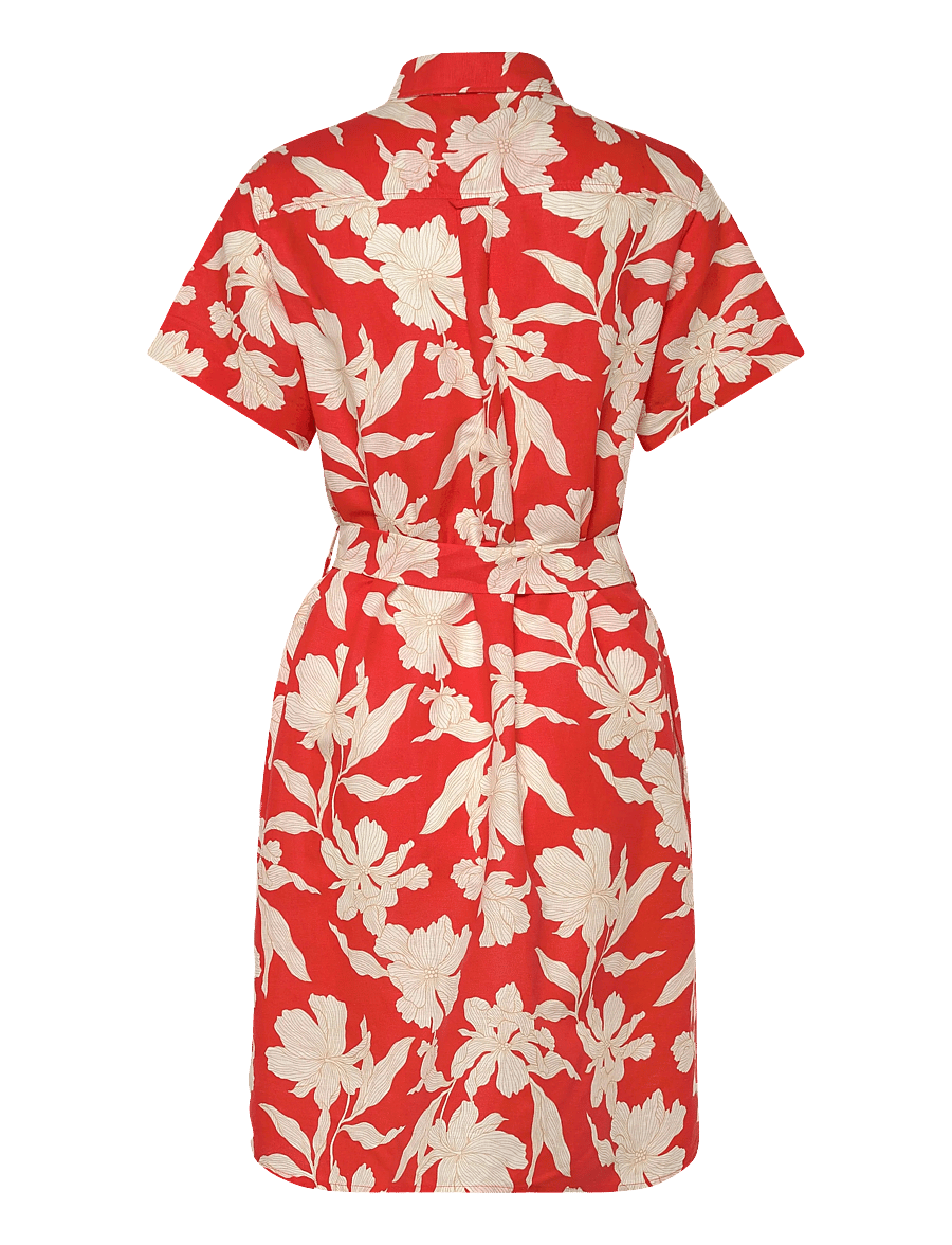 Gant - FLORAL PRINT LINEN SS SHIRT DRESS - vasarinės suknelės - perfect red - 2