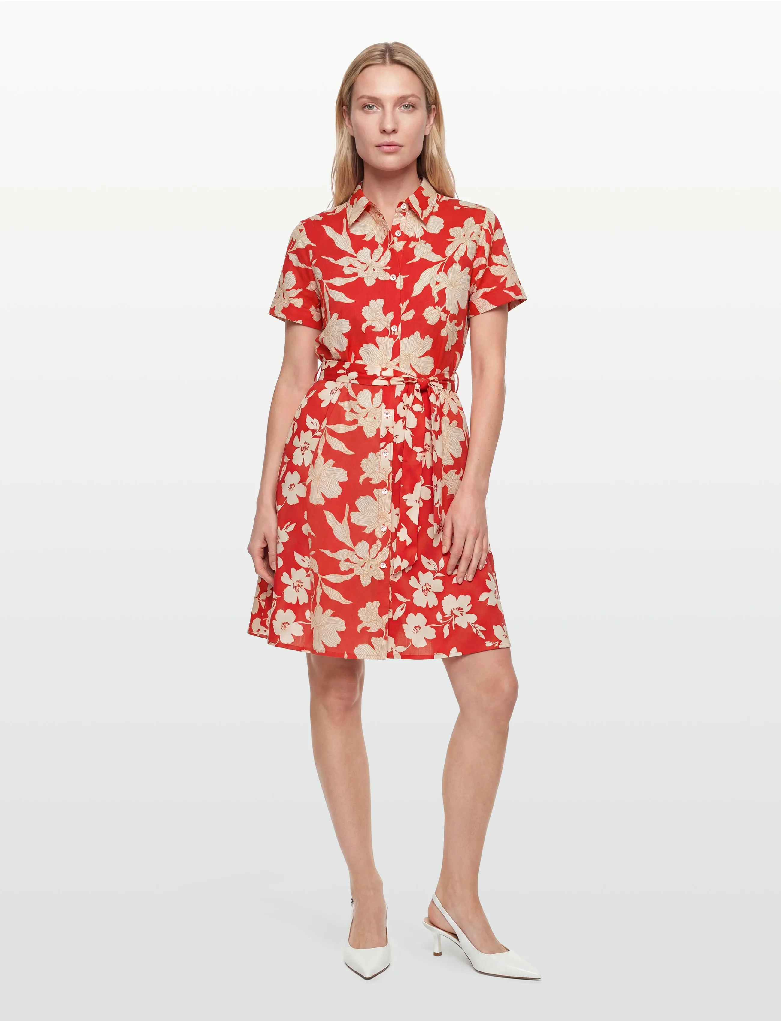 Gant Floral Print Linen Ss Shirt Dress, 42, Dresses, Rot - Frauen