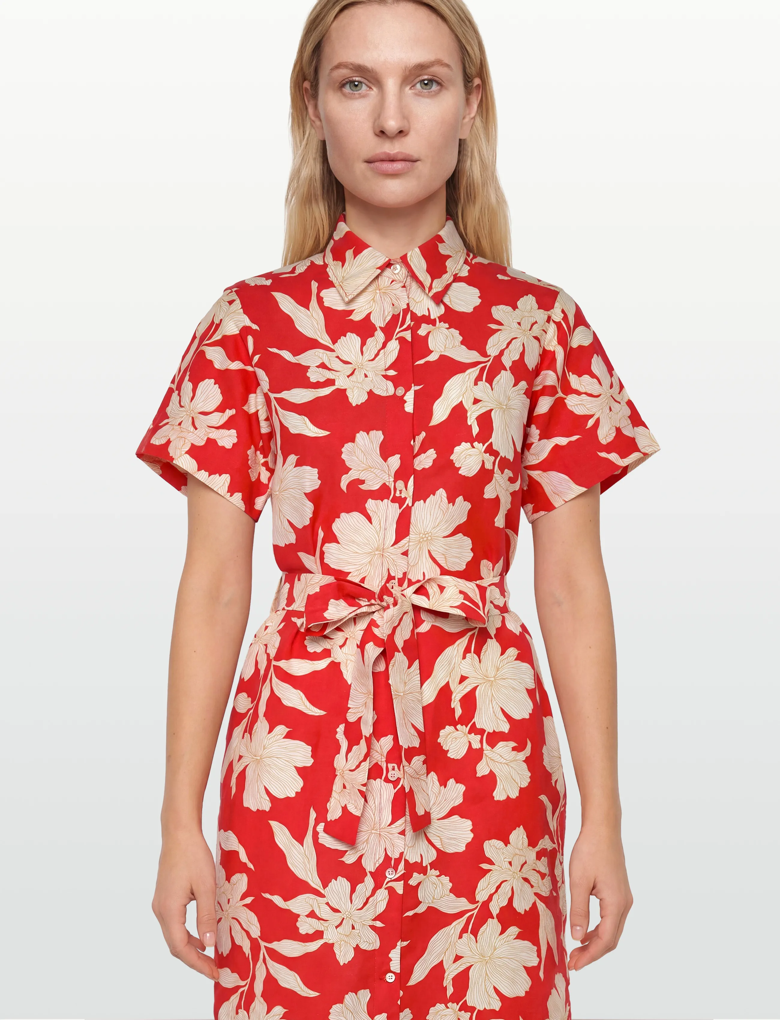 Gant - FLORAL PRINT LINEN SS SHIRT DRESS - sommerkjoler - perfect red - 3