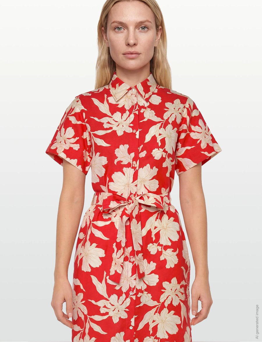 Gant - FLORAL PRINT LINEN SS SHIRT DRESS - vasarinės suknelės - perfect red - 3