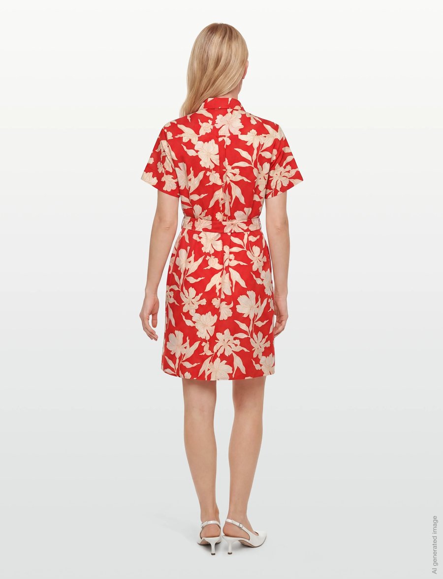 Gant - FLORAL PRINT LINEN SS SHIRT DRESS - vasarinės suknelės - perfect red - 4
