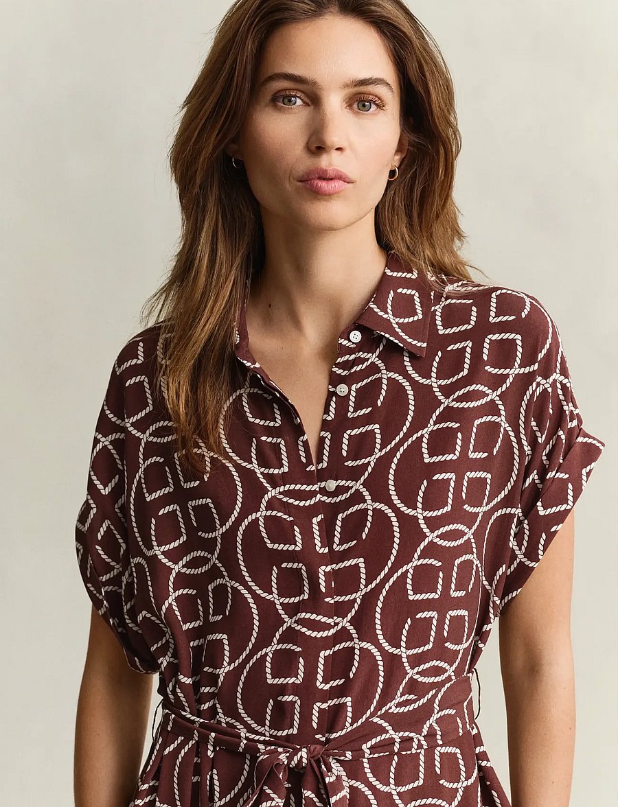 Gant - MONOGRAM PRINT CAP SLEEVE DRESS - skjortekjoler - fresh soil - 3