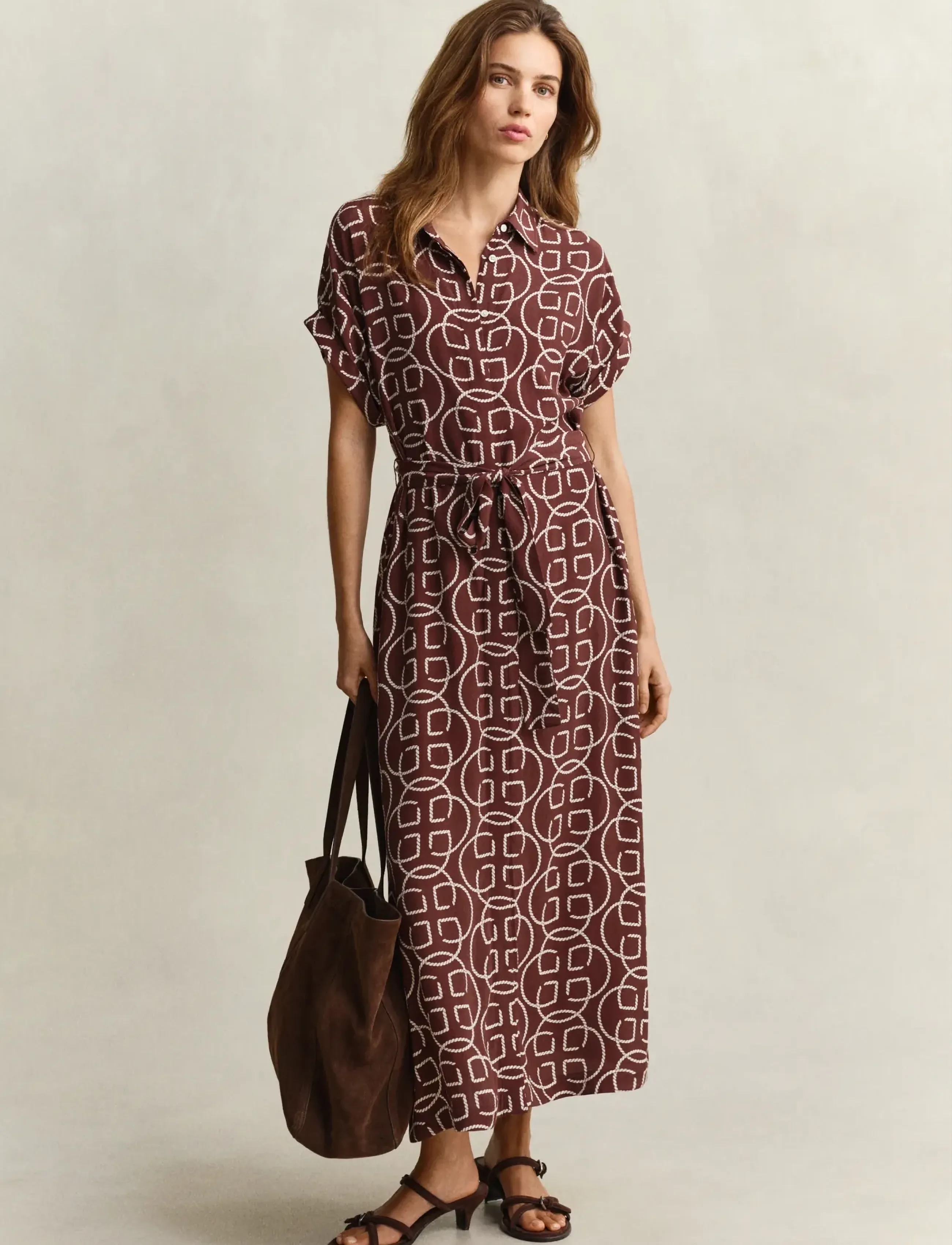 Gant - MONOGRAM PRINT CAP SLEEVE DRESS - skjortekjoler - fresh soil - 4