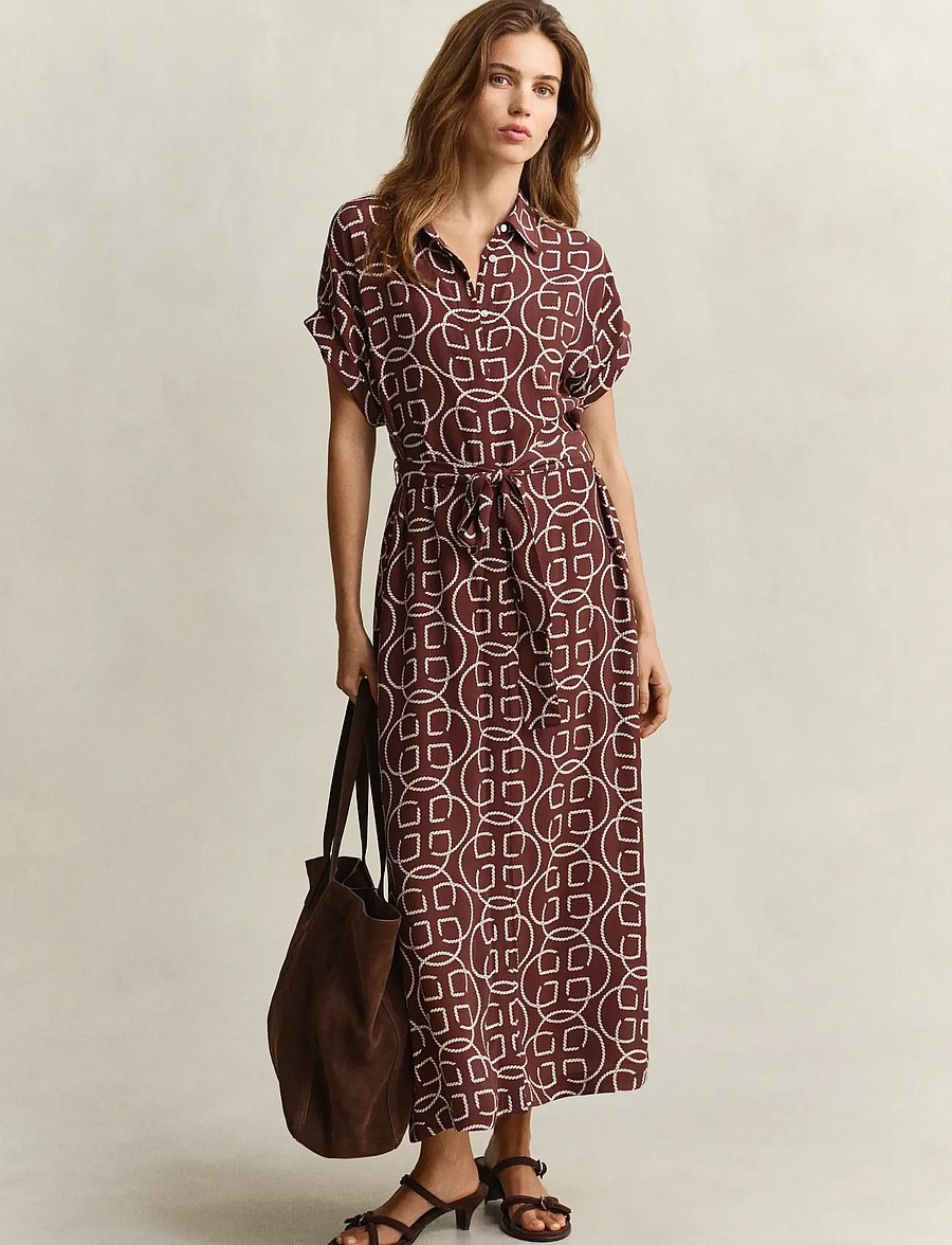 Gant - MONOGRAM PRINT CAP SLEEVE DRESS - skjortekjoler - fresh soil - 4