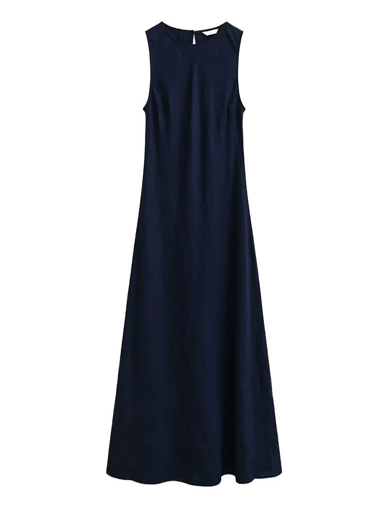 GANT - LINEN BIAS CUT MIDI DRESS - maxi kjoler - evening blue - 1