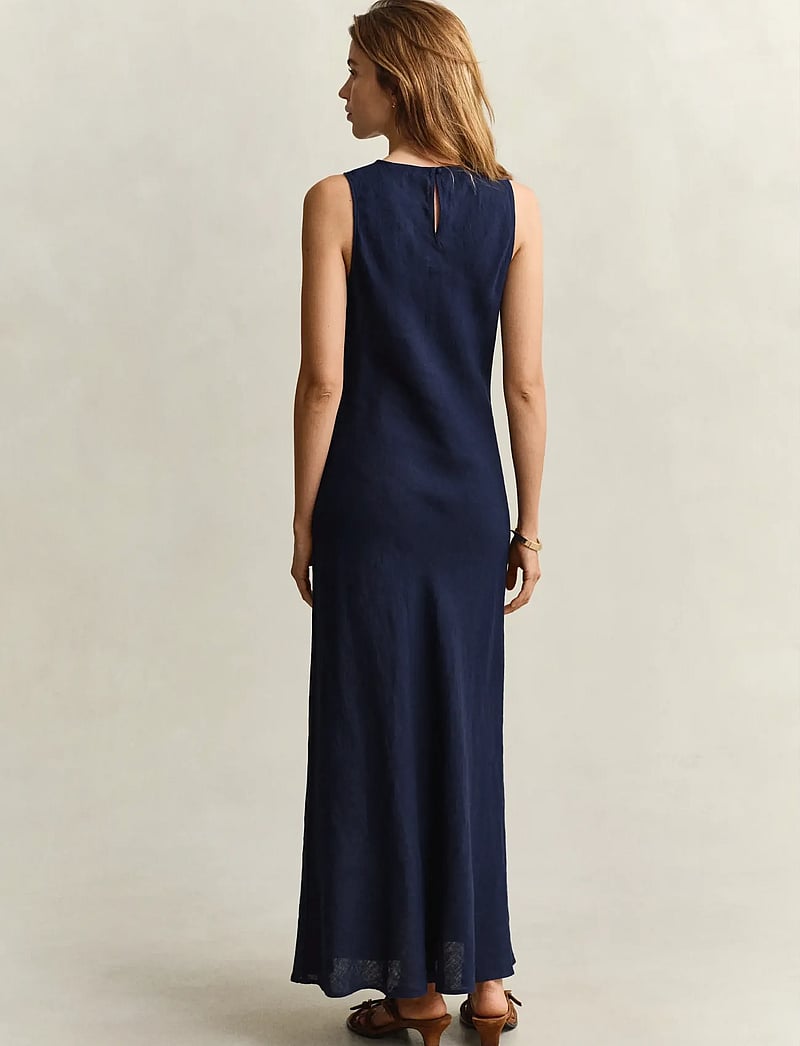 GANT - LINEN BIAS CUT MIDI DRESS - maxi kjoler - evening blue - 2