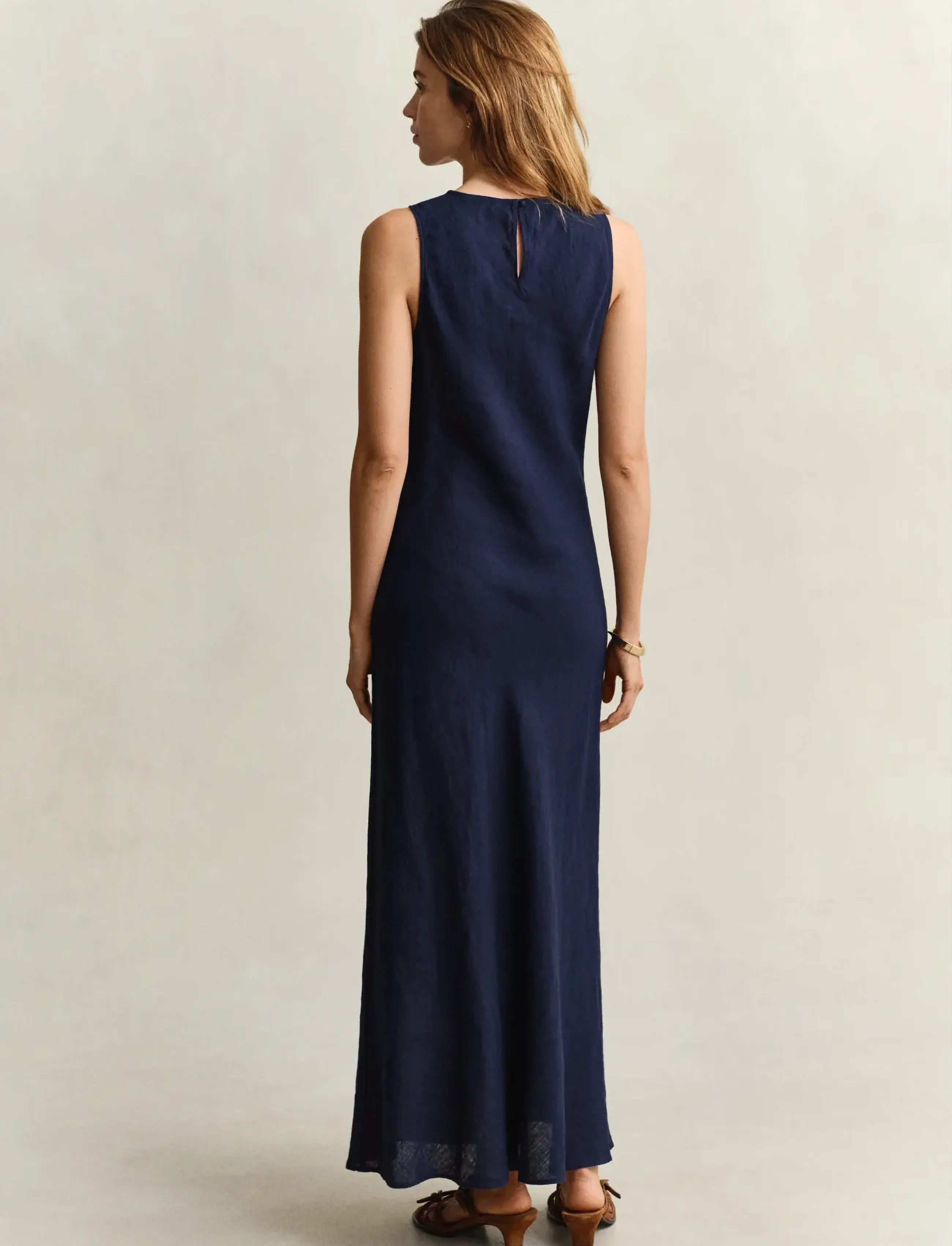 Gant - LINEN BIAS CUT MIDI DRESS - maxi kjoler - evening blue - 2