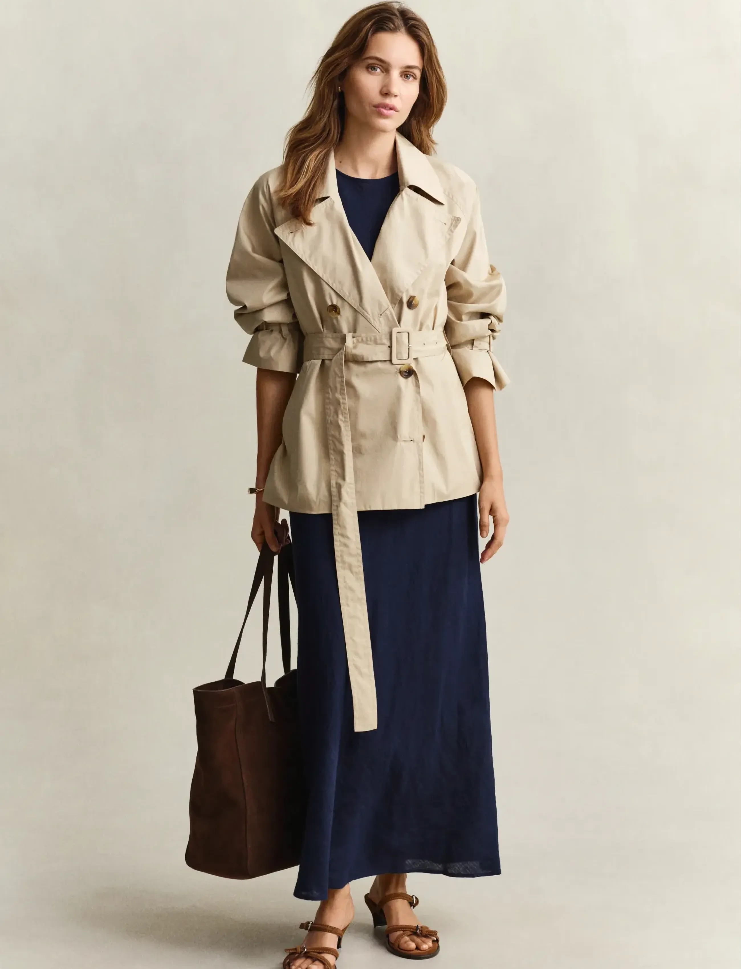 Gant - LINEN BIAS CUT MIDI DRESS - maxi kjoler - evening blue - 4