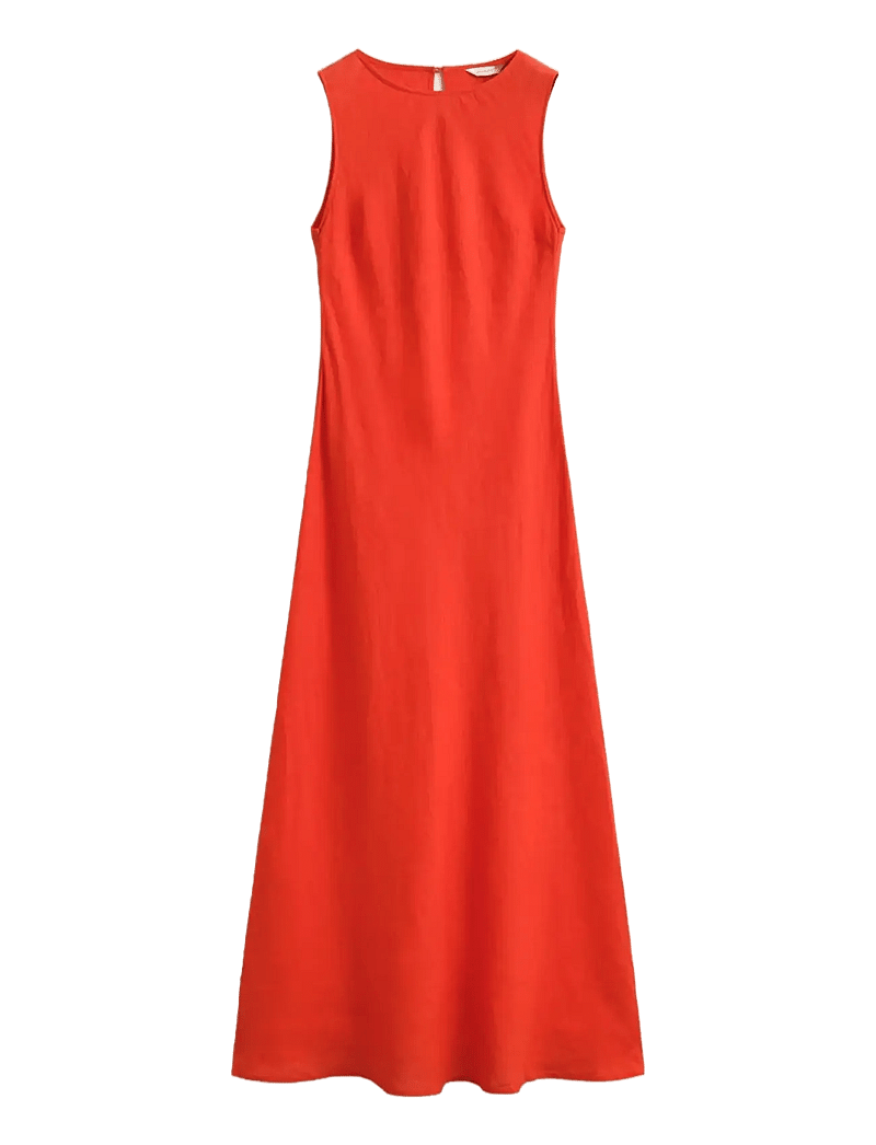GANT - LINEN BIAS CUT MIDI DRESS - maksikleidid - perfect red - 1