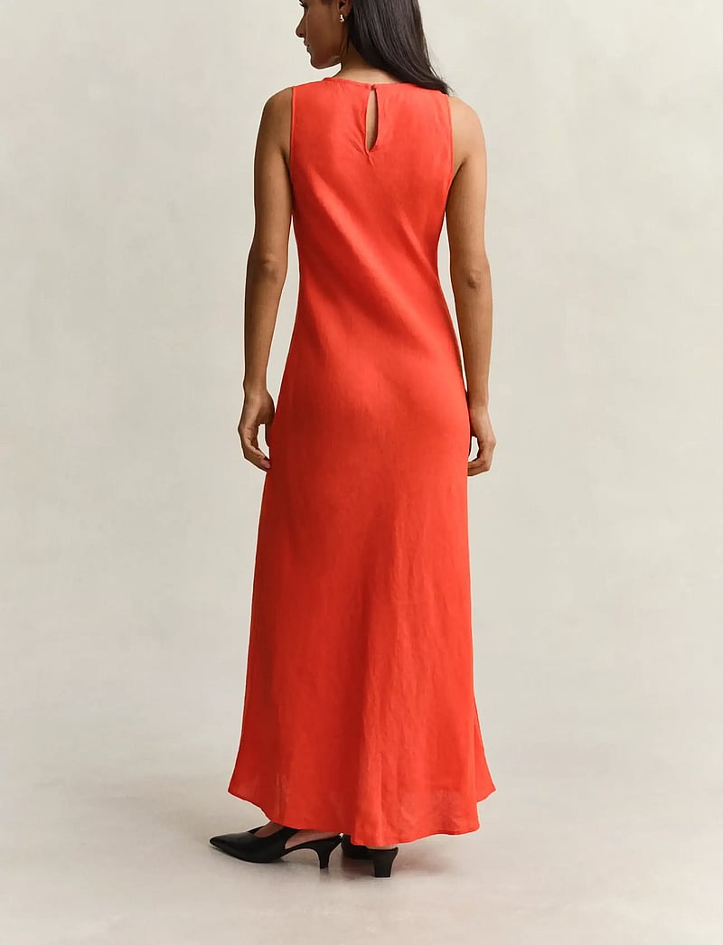GANT - LINEN BIAS CUT MIDI DRESS - maksikleidid - perfect red - 2