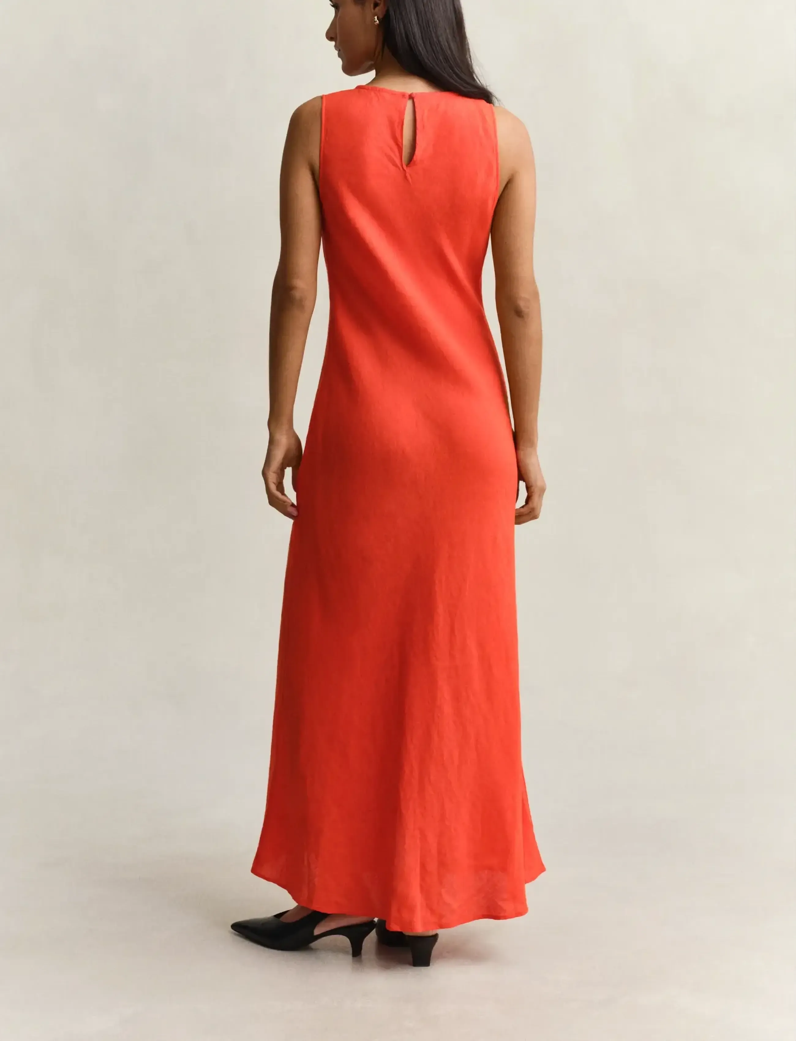 Gant - LINEN BIAS CUT MIDI DRESS - perfect red - 2