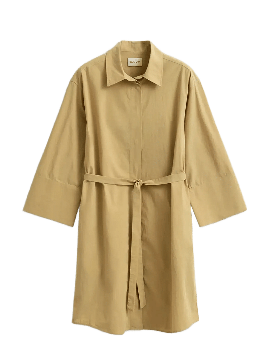 Gant - POPLIN BELTED SHIRT DRESS - skjortekjoler - warm beige - 1