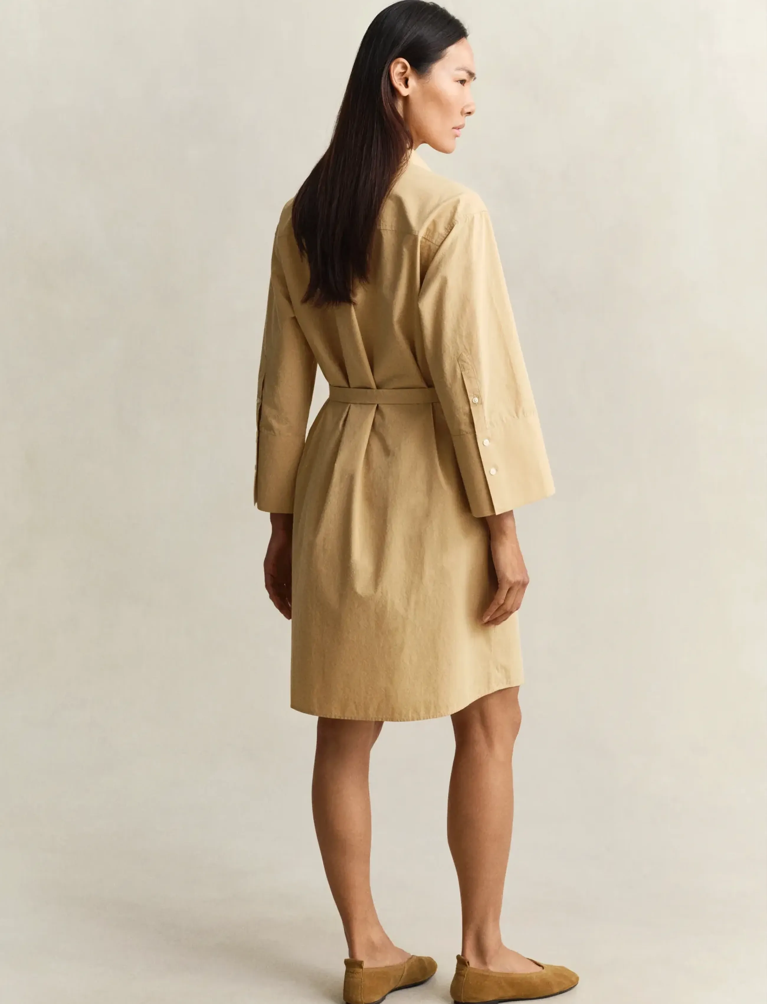 Gant - POPLIN BELTED SHIRT DRESS - shirt dresses - warm beige - 2