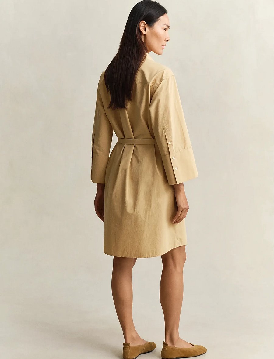 Gant - POPLIN BELTED SHIRT DRESS - skjortekjoler - warm beige - 2