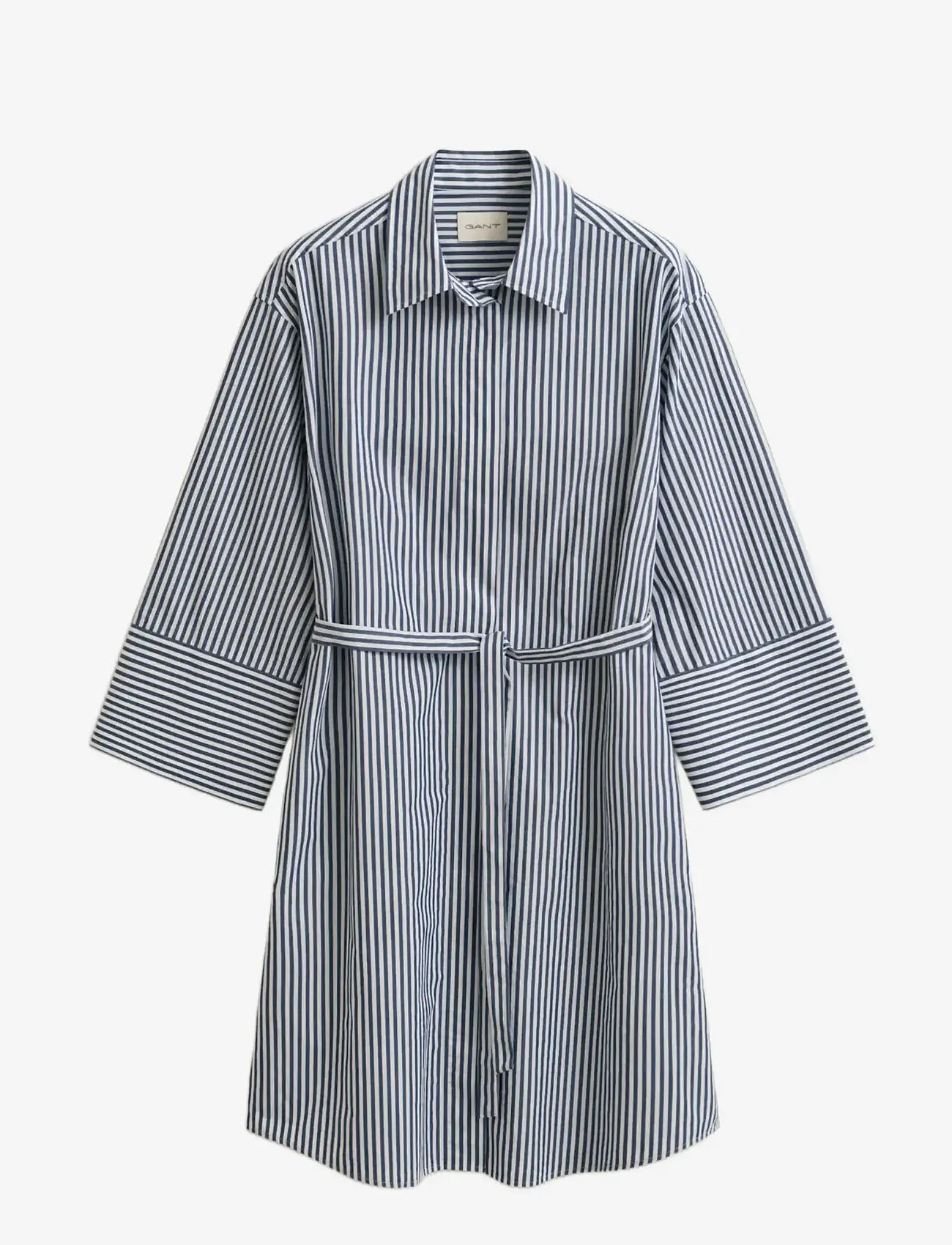 GANT - STRIPE POPLIN BELTED SHIRT DRESS - shirt dresses - rich navy - 1