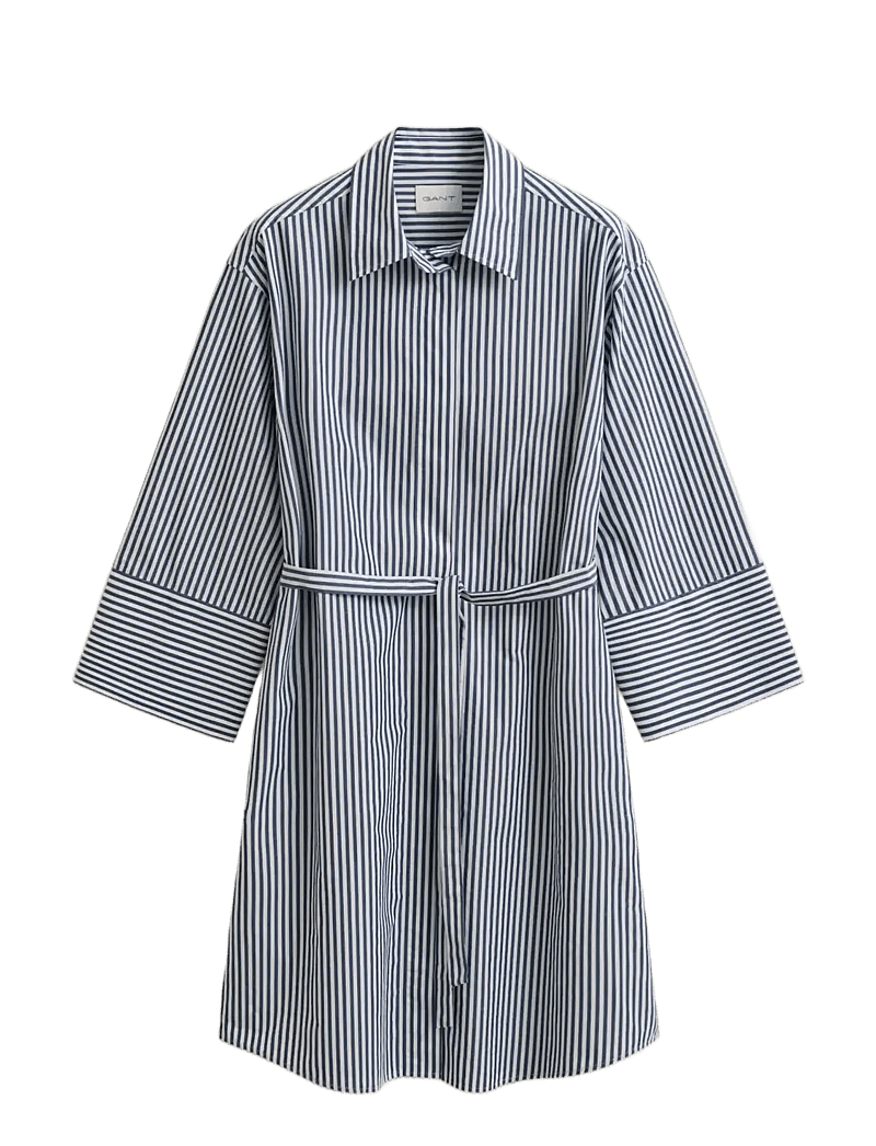 GANT - STRIPE POPLIN BELTED SHIRT DRESS - shirt dresses - rich navy - 1