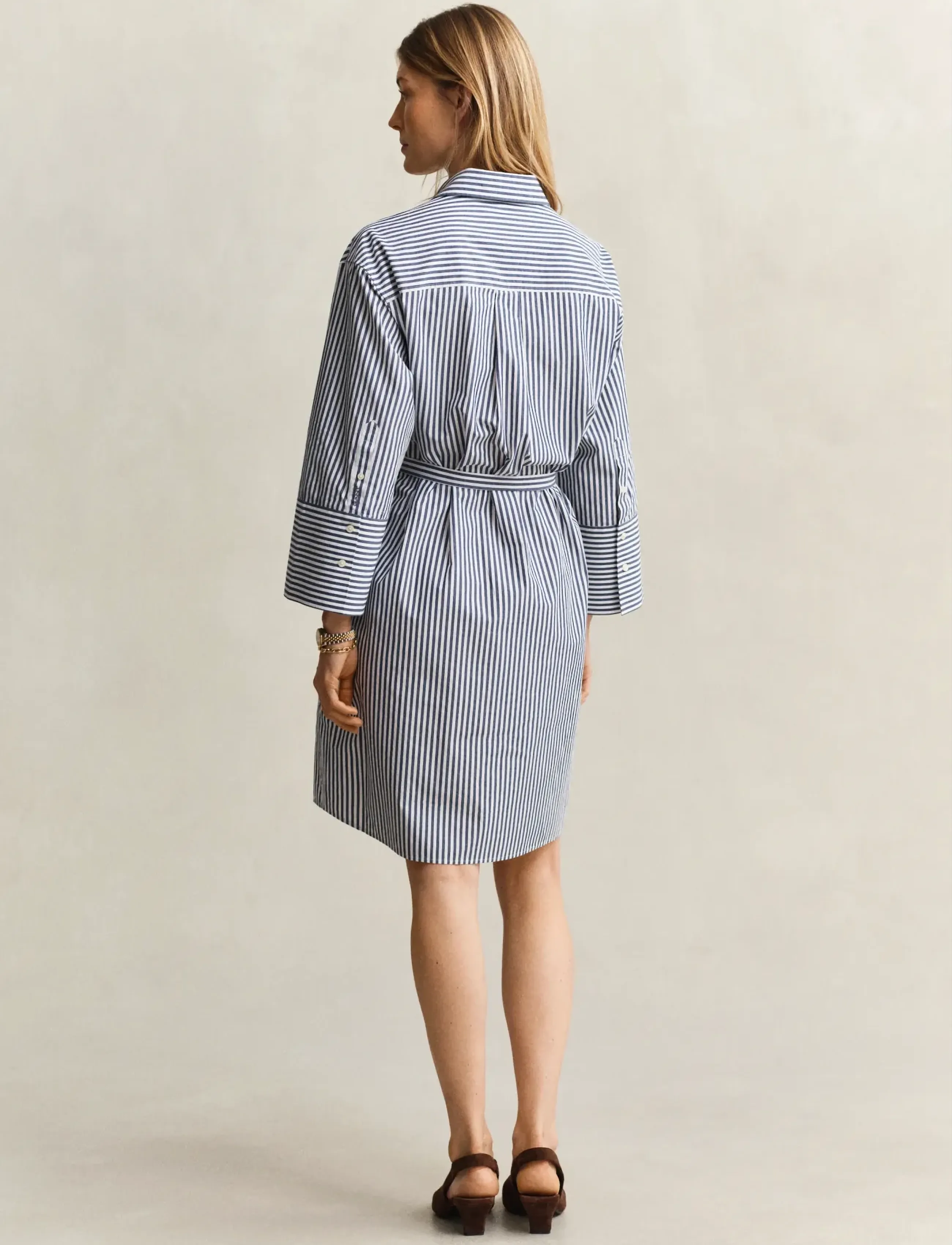 Stripe Poplin Belted Dres 6