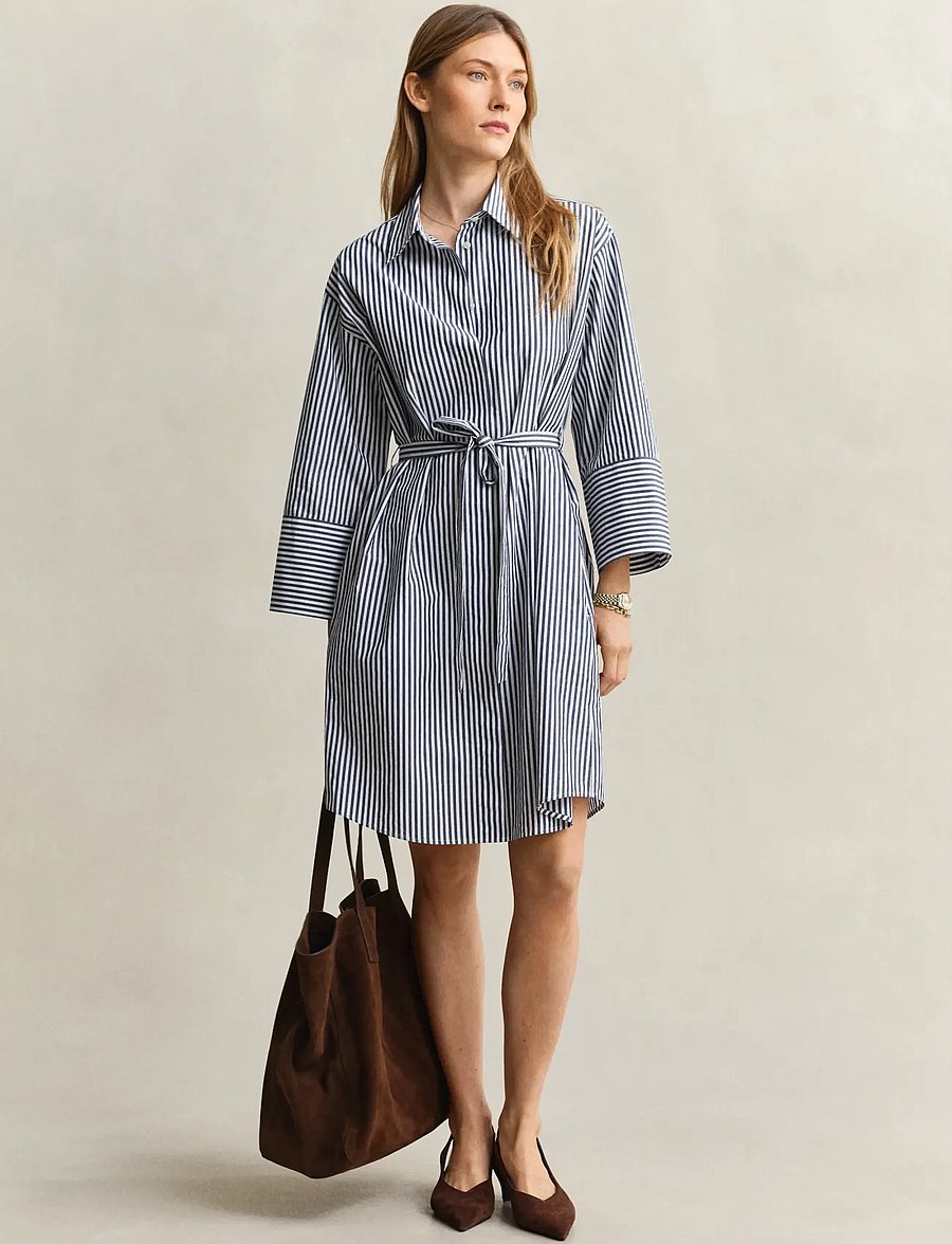 Gant - STRIPE POPLIN BELTED SHIRT DRESS - rich navy - 4