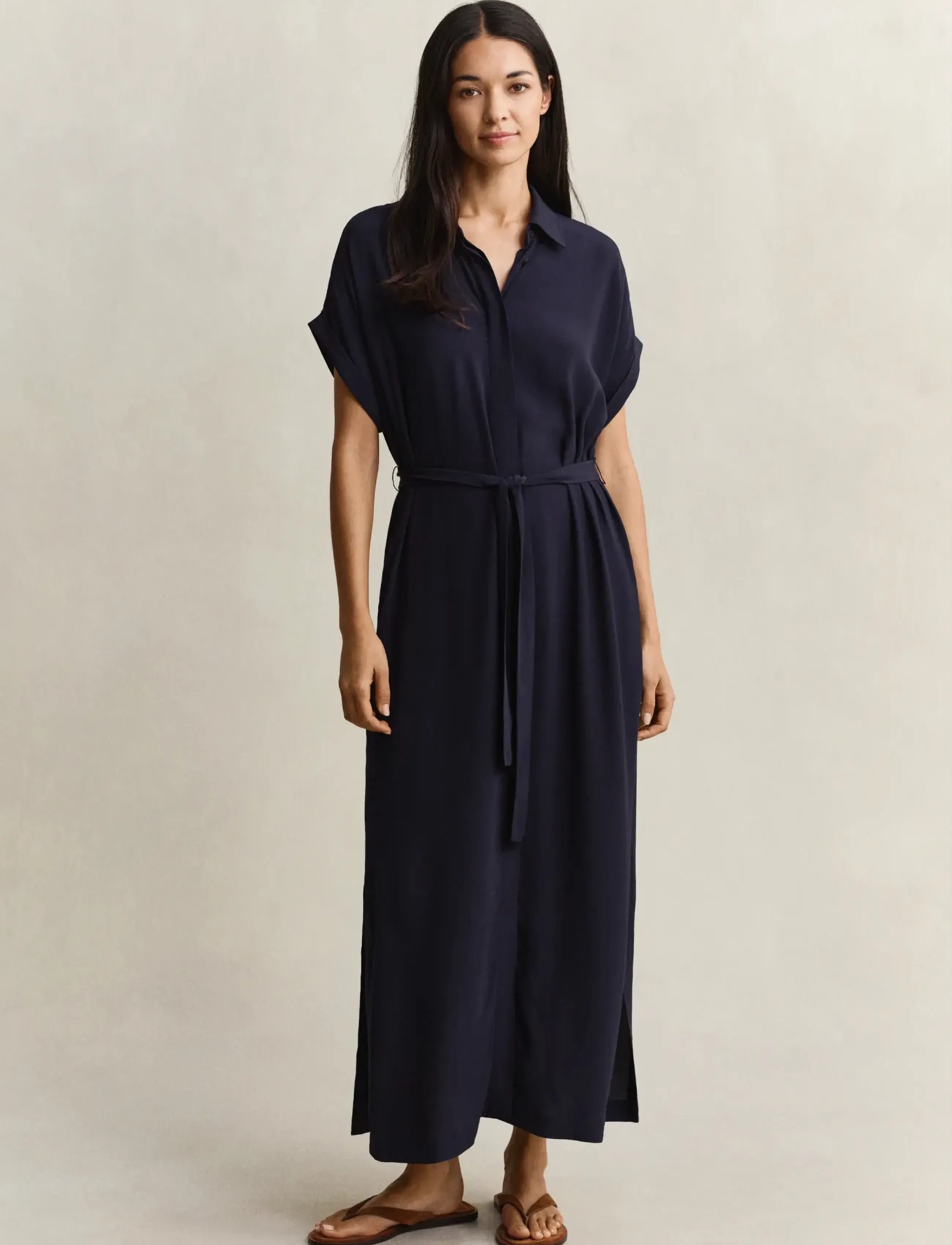 Gant Cap Sleeve Shirt Dress, 34, Navy, Kjoler > Knælange Og Midi, Dame