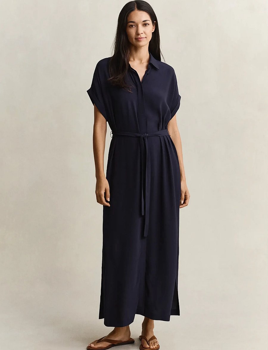 Gant - CAP SLEEVE SHIRT DRESS - shirt dresses - evening blue - 0
