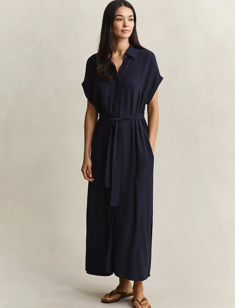 Gant - CAP SLEEVE SHIRT DRESS - shirt dresses - evening blue - 3